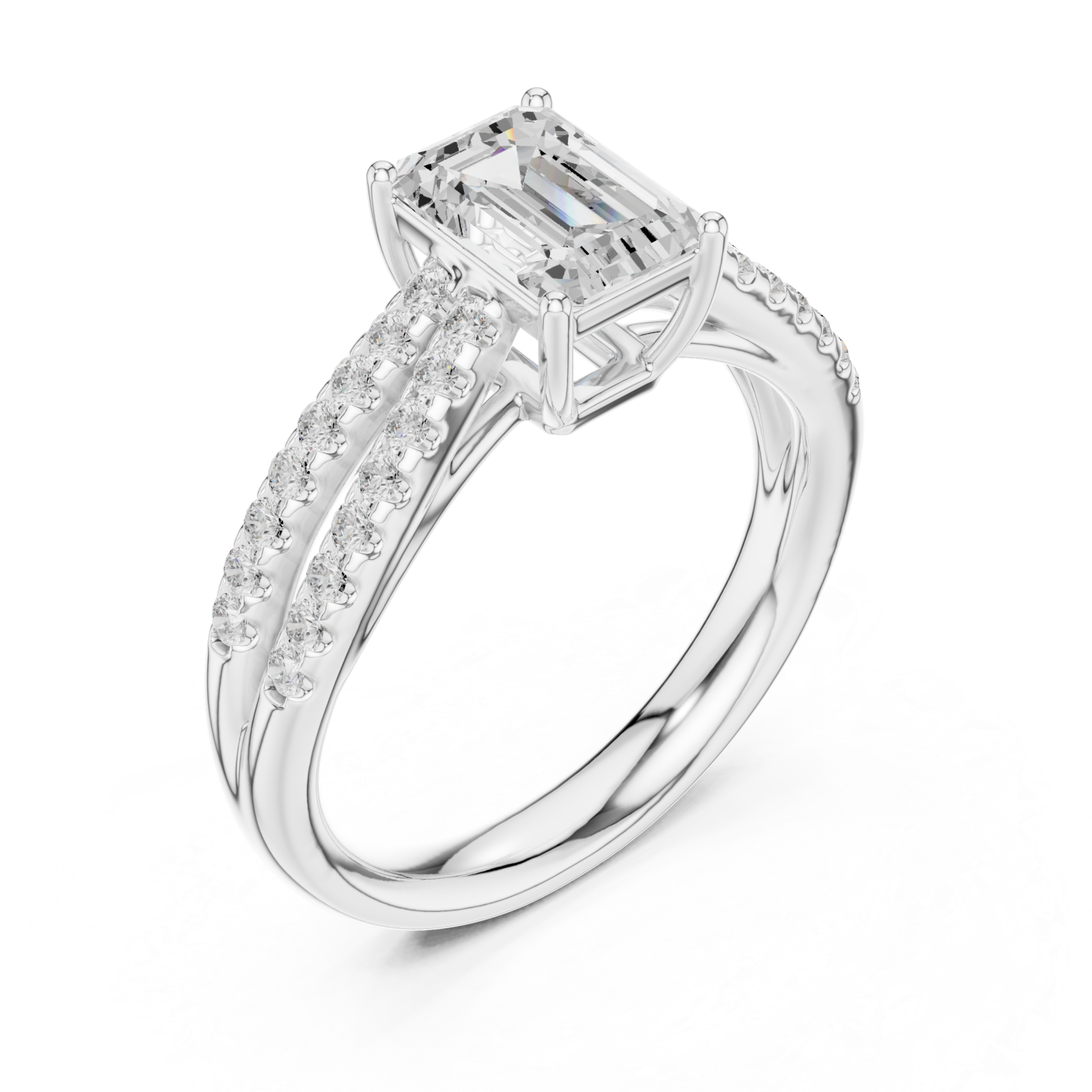  White Gold Dazzling Twin Row Elegance Ring Right View