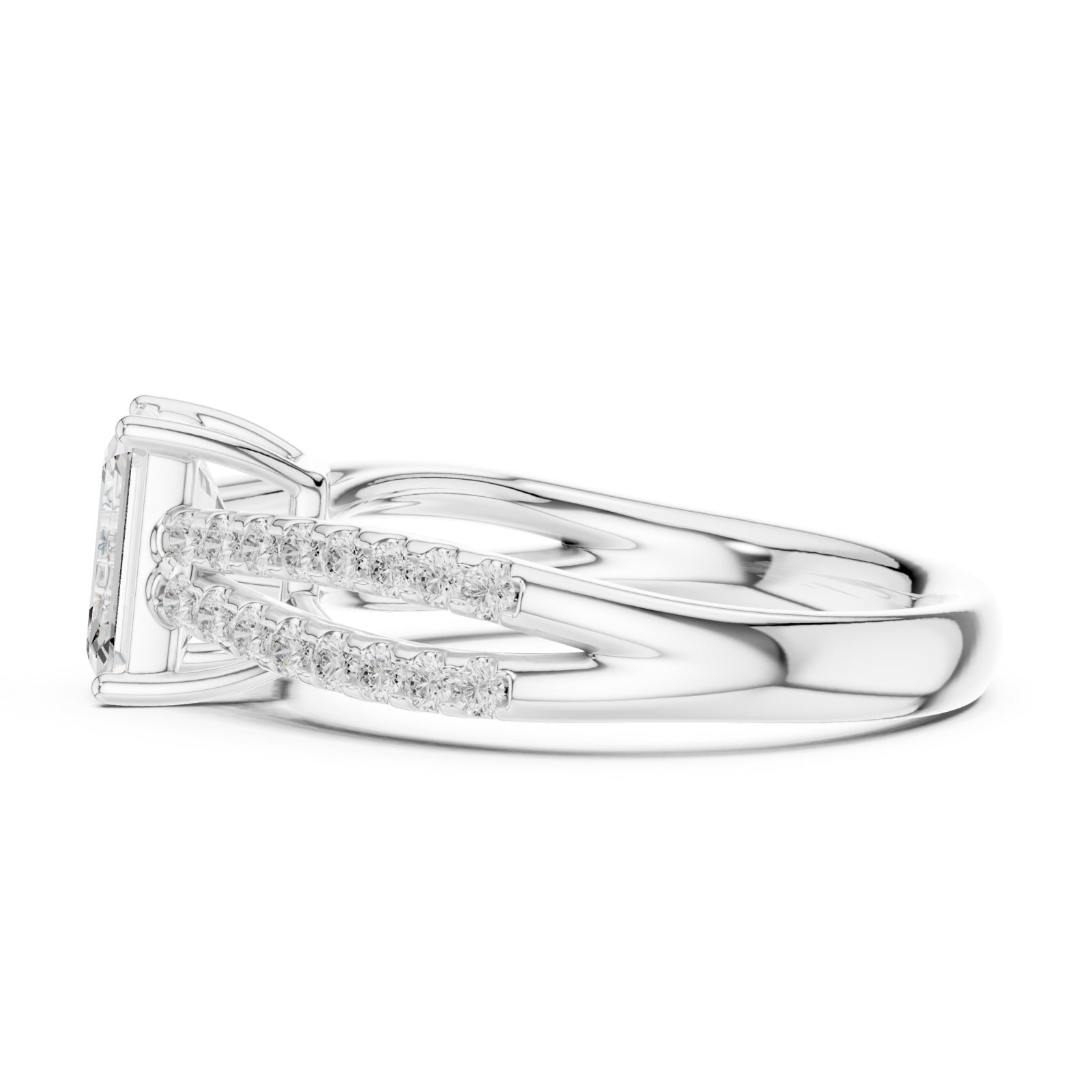  White Gold Dazzling Twin Row Elegance Ring Side View