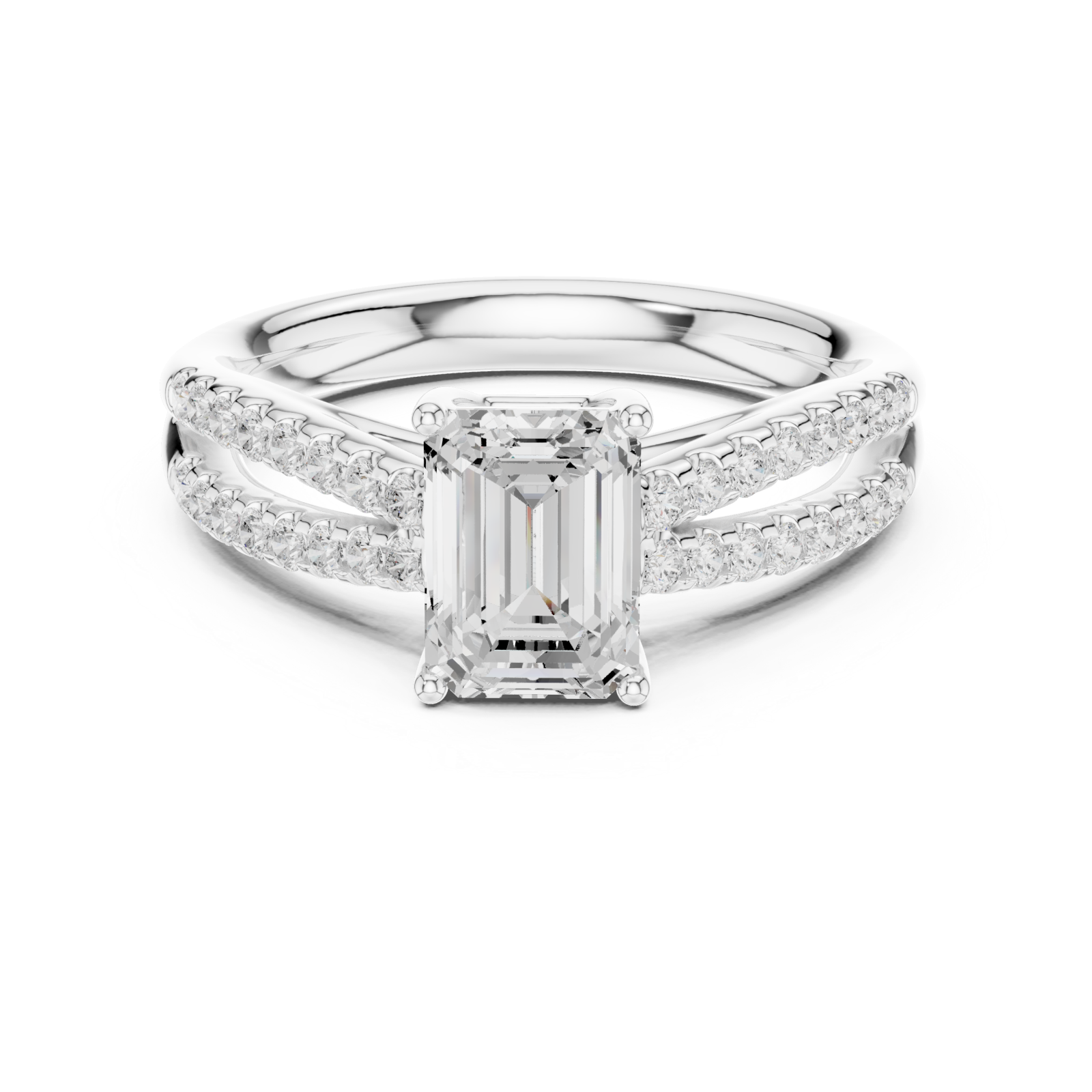  White Gold Dazzling Twin Row Elegance Ring Front View
