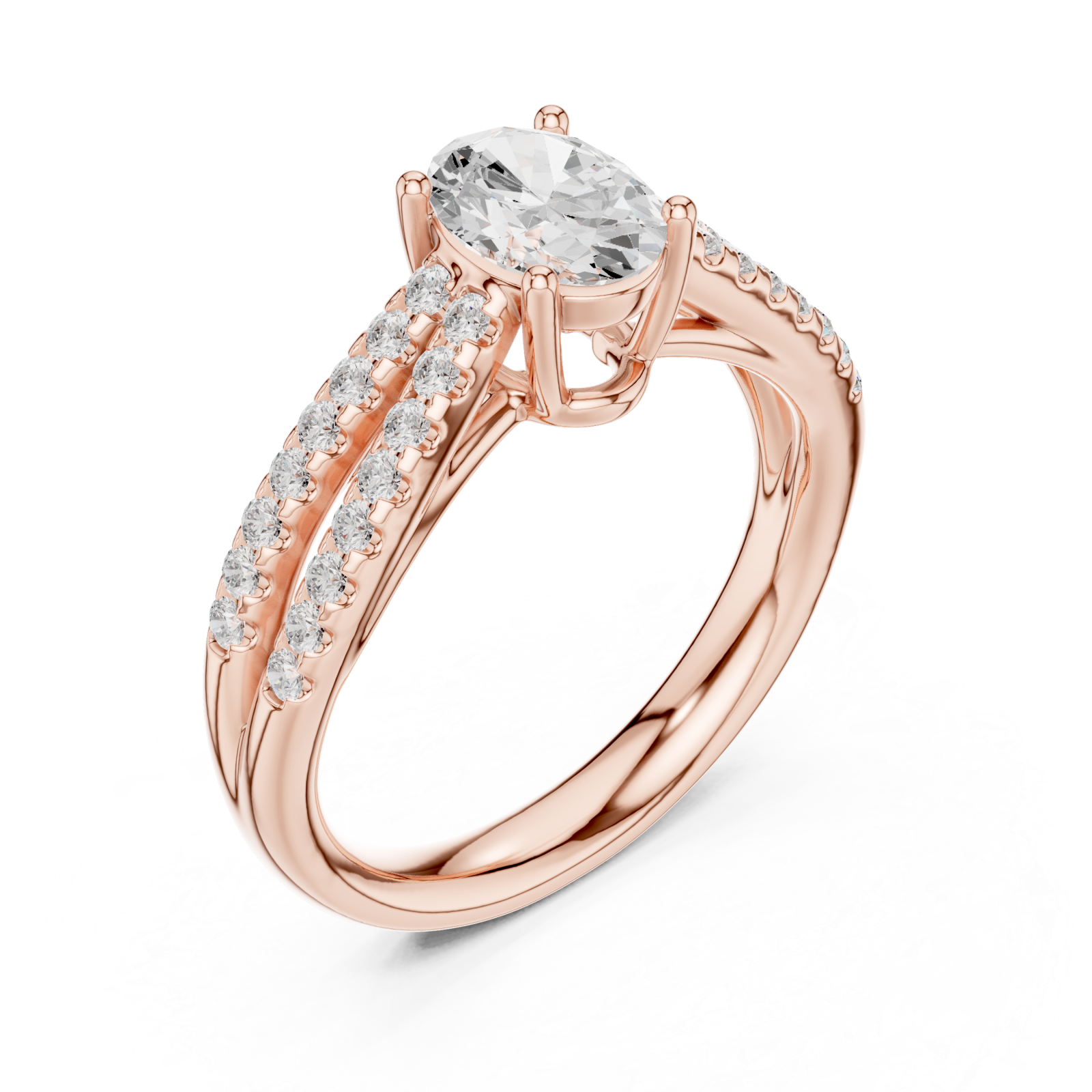 Rose Gold Graceful Crest Solitaire Ring Right View