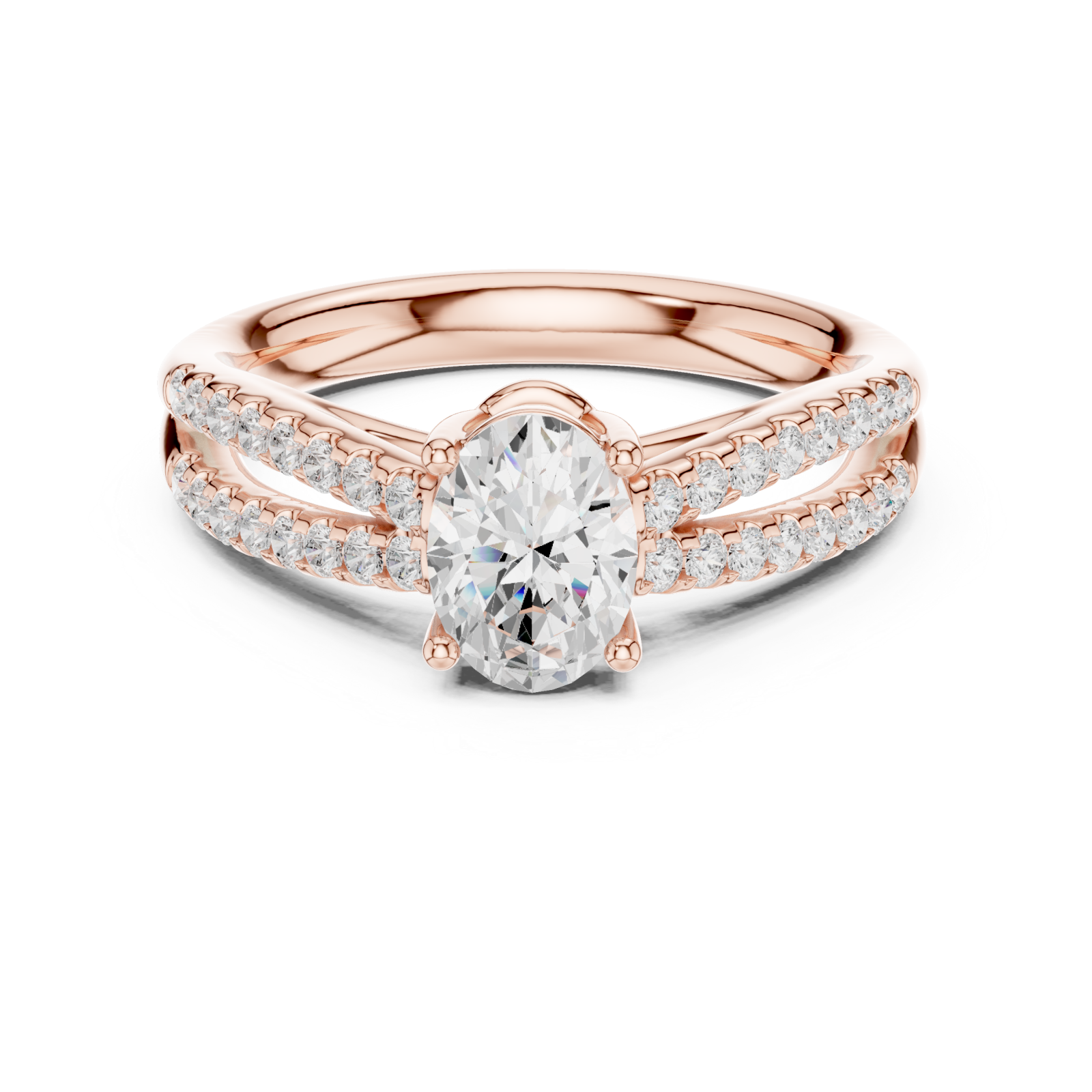  Rose Gold Graceful Crest Solitaire Ring Front View