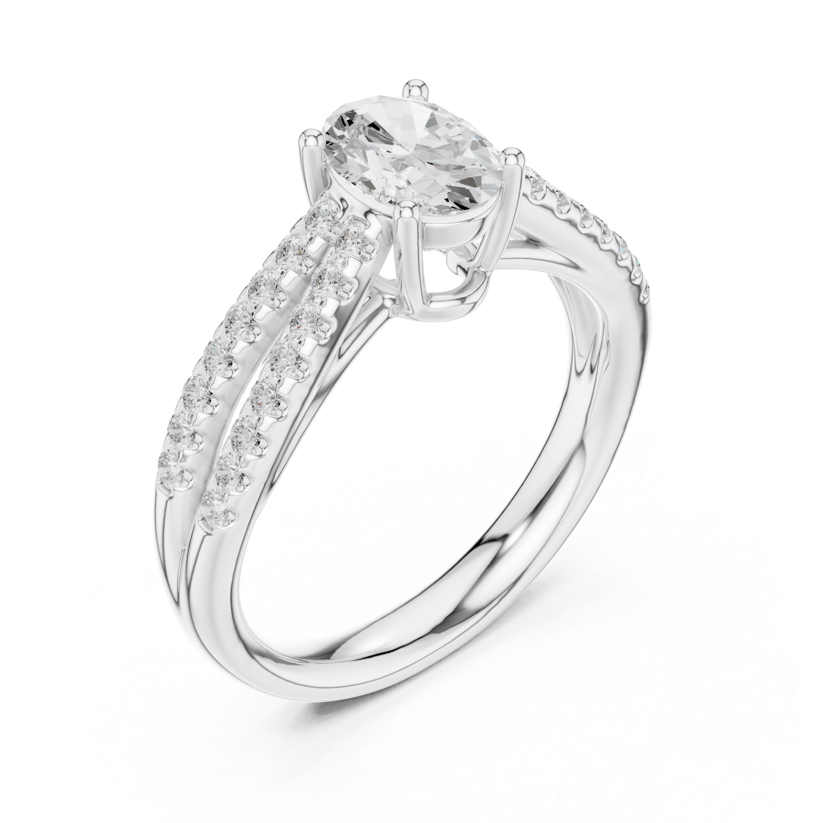  White Gold Graceful Crest Solitaire Ring Right View
