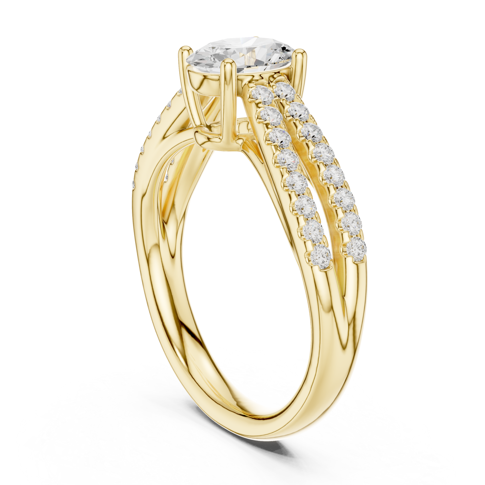  Gold Graceful Crest Solitaire Ring Left View