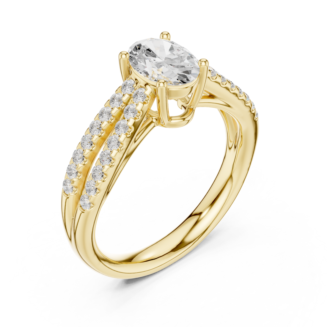 Gold Graceful Crest Solitaire Ring Right View