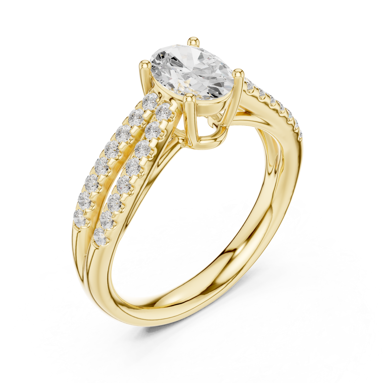 Gold Graceful Crest Solitaire Ring Right View