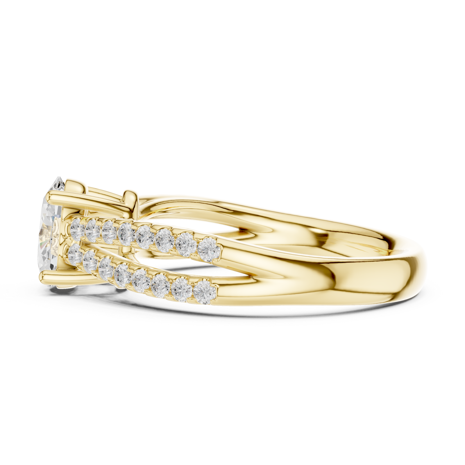  Gold Graceful Crest Solitaire Ring Side View