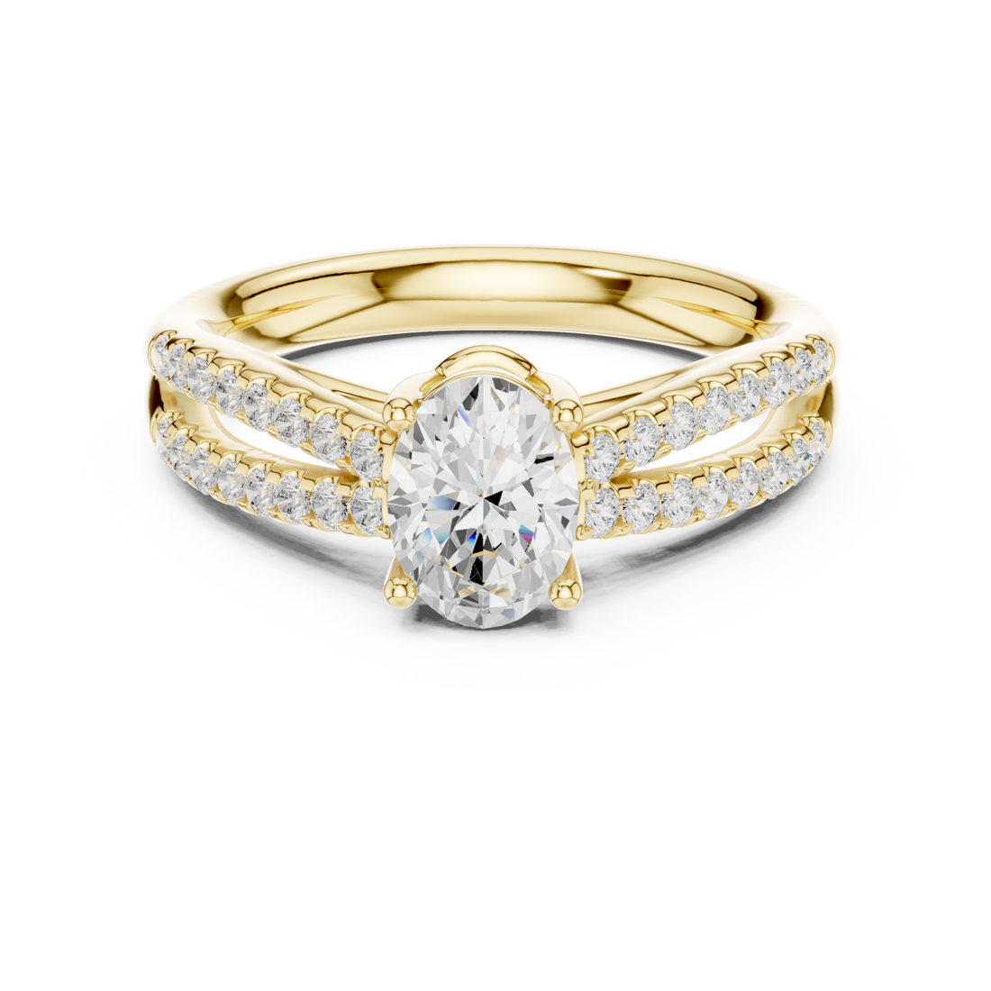 Gold Graceful Crest Solitaire Ring Right View