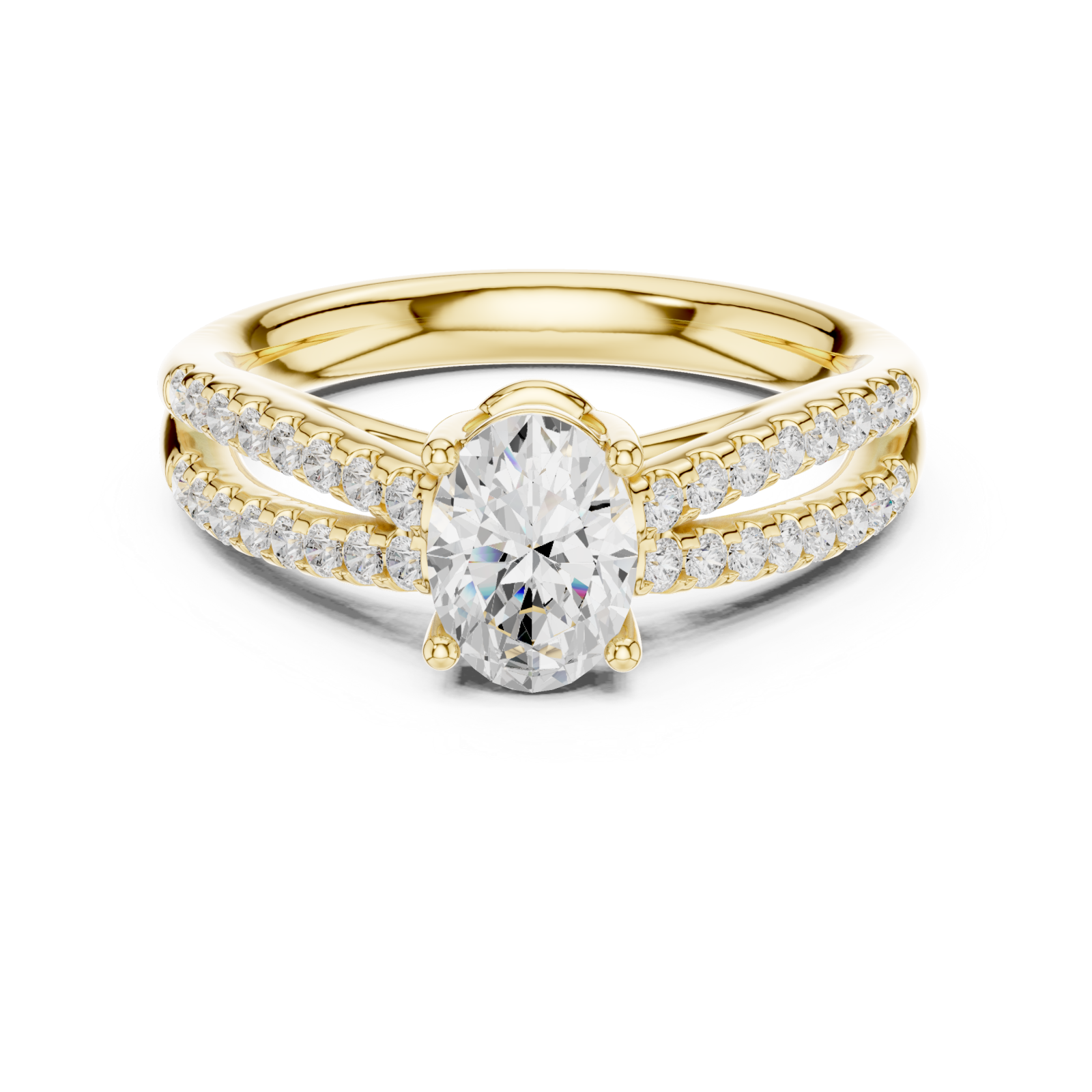  Gold Graceful Crest Solitaire Ring Front View