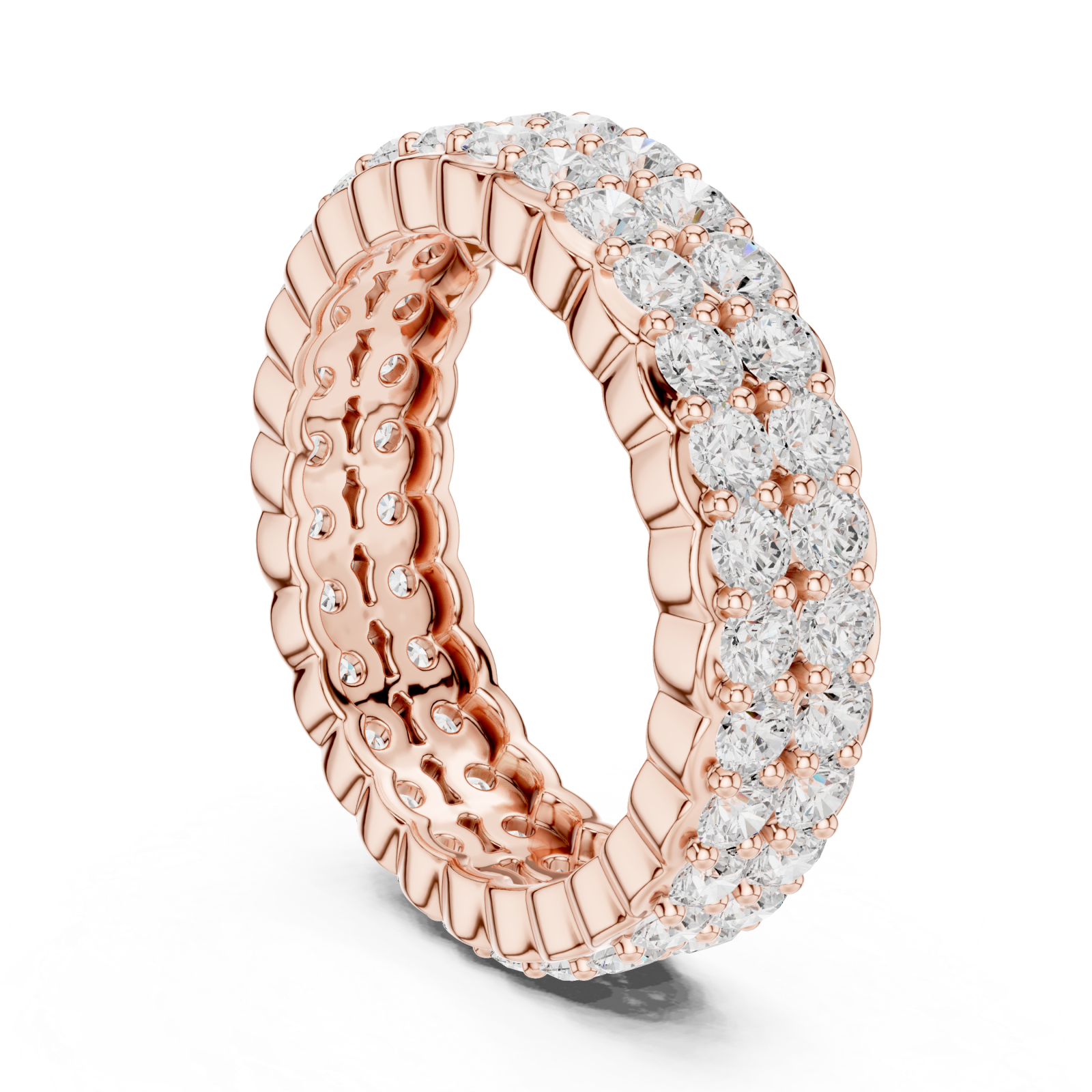  Rose Gold Radiant Crest Eternity Ring Left View