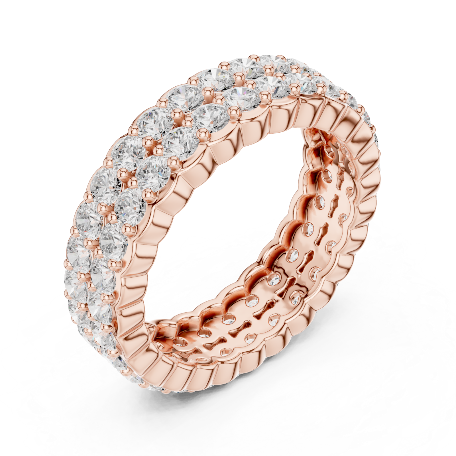  Rose Gold Radiant Crest Eternity Ring Right View