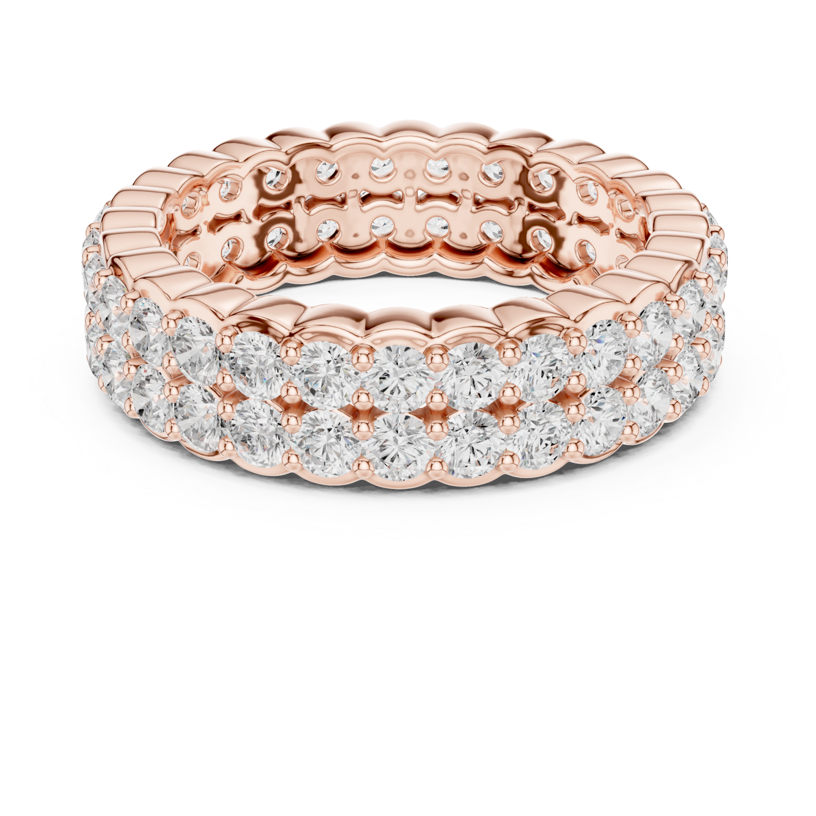  Rose Gold Radiant Crest Eternity Ring Front View