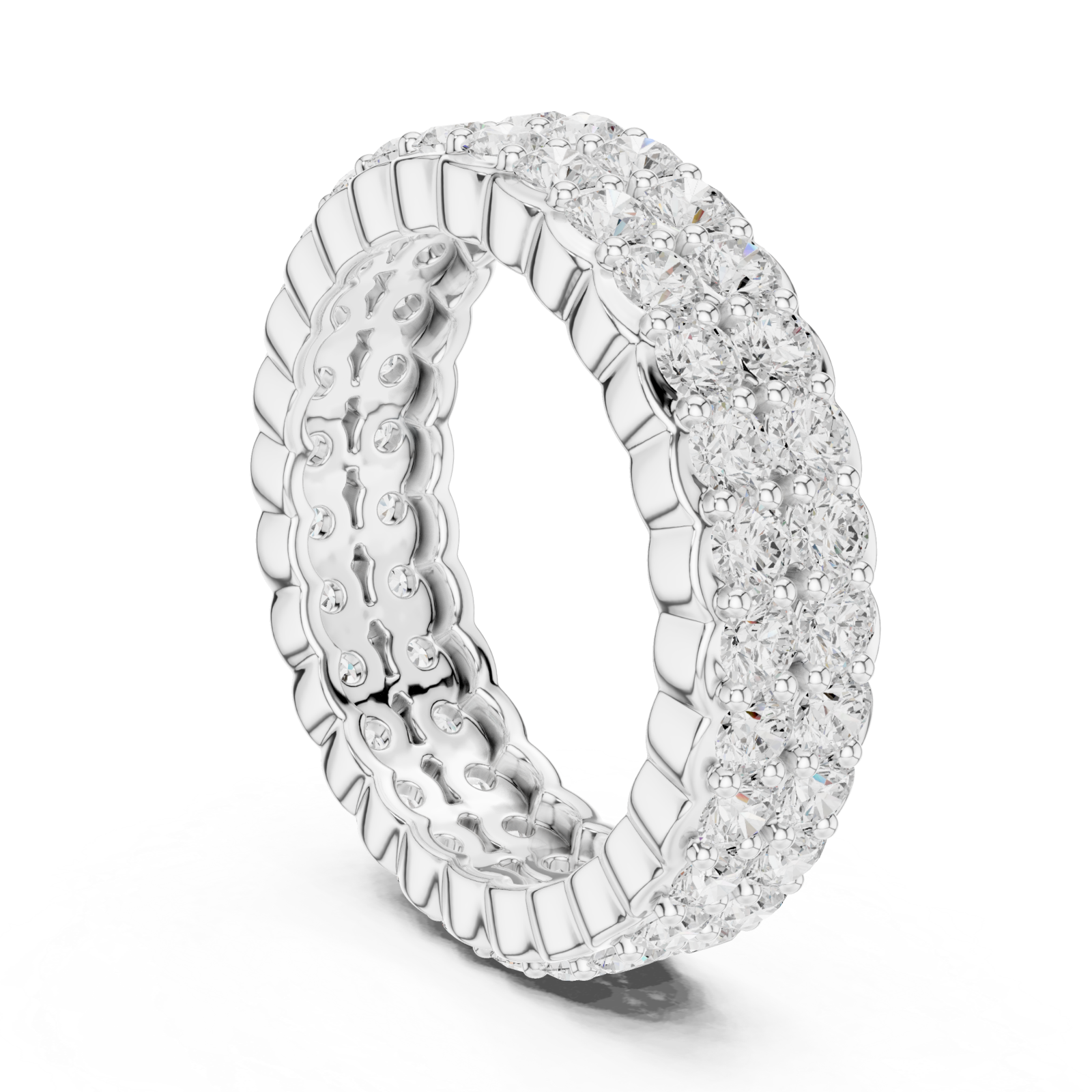  White Gold Radiant Crest Eternity Ring Left View