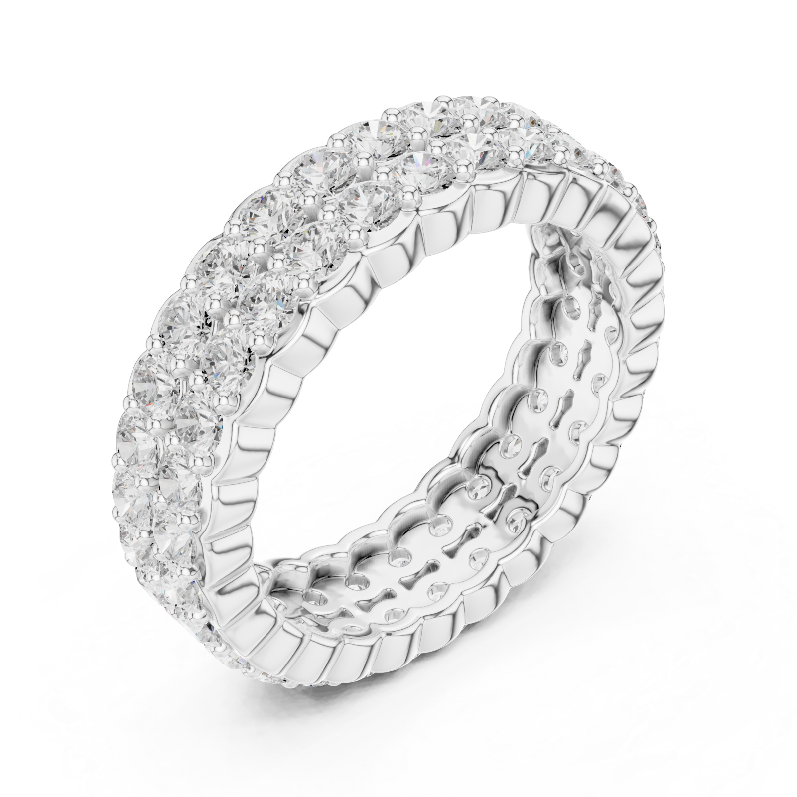  White Gold Radiant Crest Eternity Ring Right View