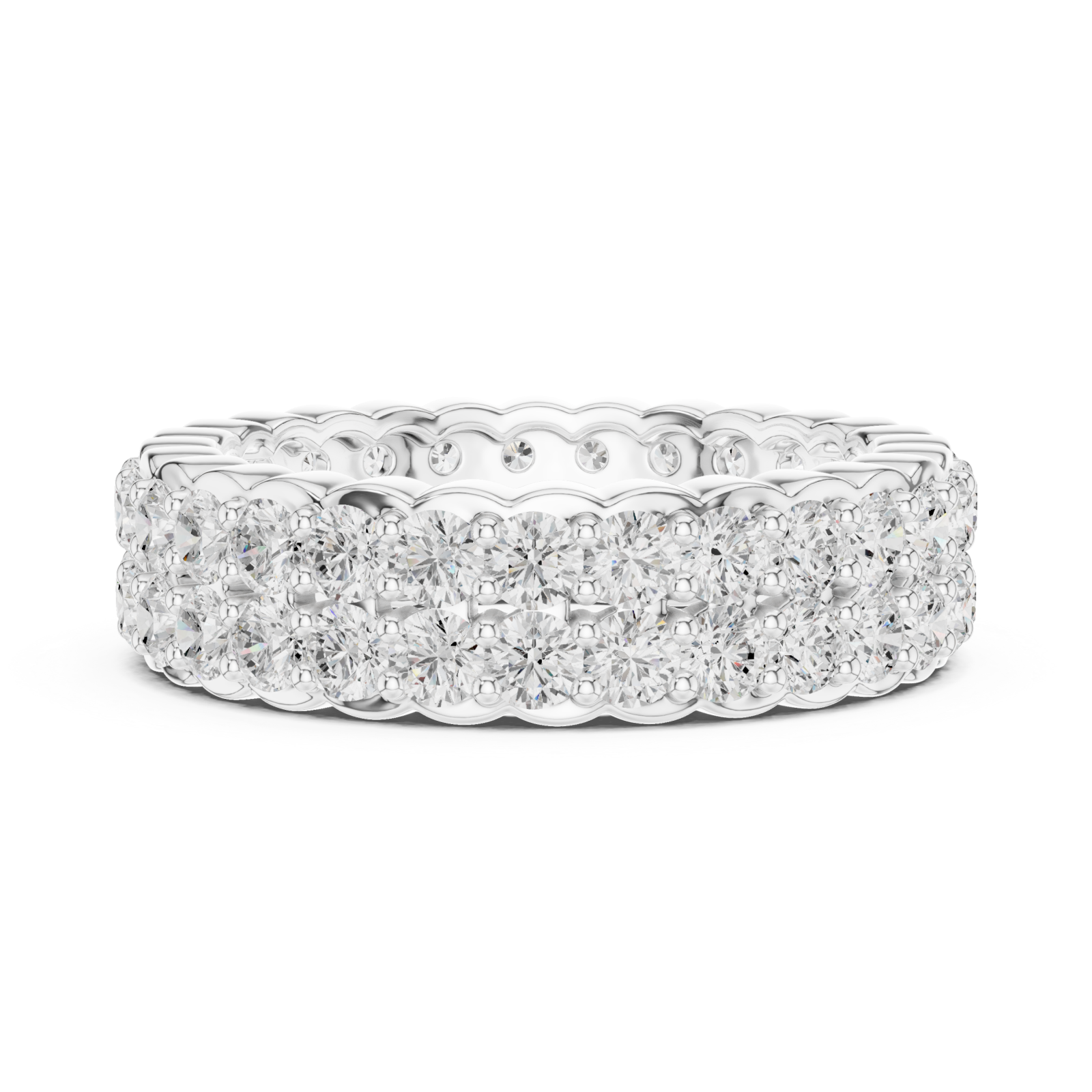  White Gold Radiant Crest Eternity Ring Side View