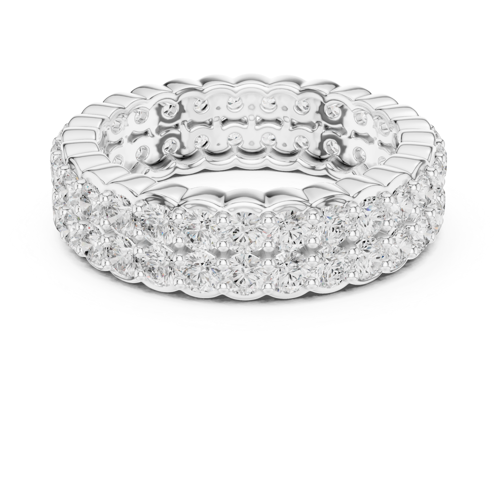  White Gold Radiant Crest Eternity Ring Front View