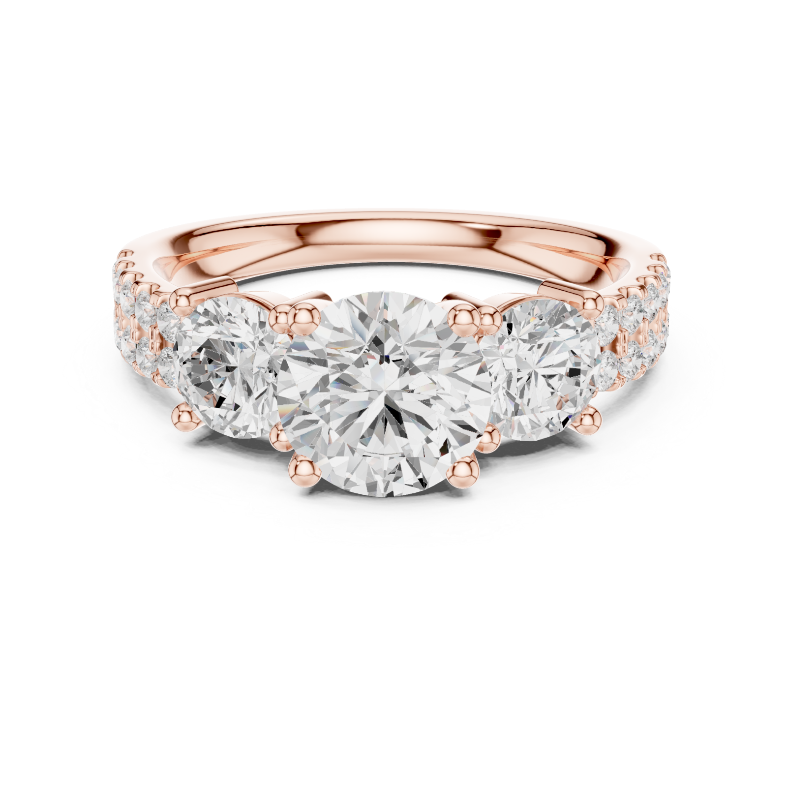  Rose Gold Luminous Trine Harmony Ring Front View