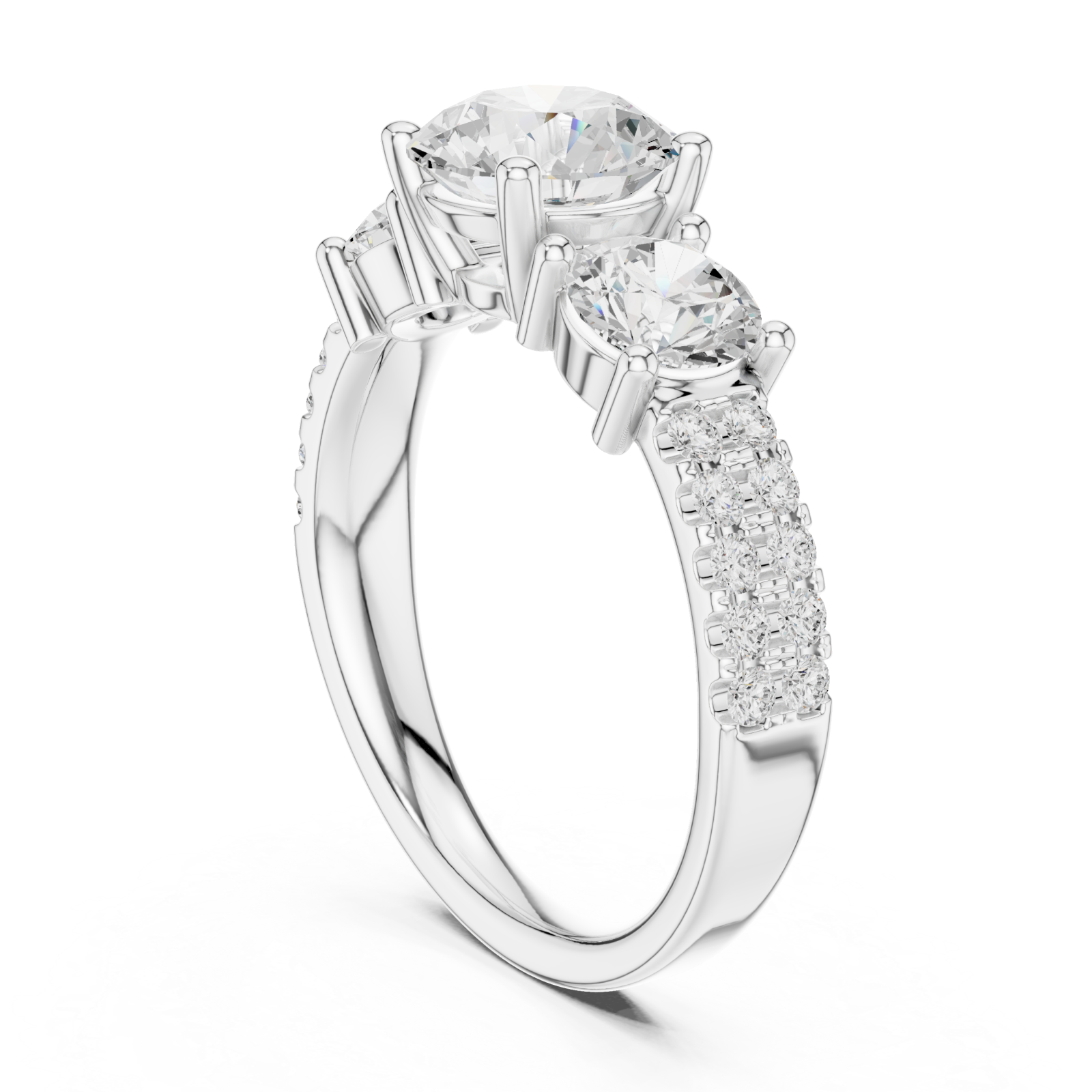  White Gold Luminous Trine Harmony Ring Left View