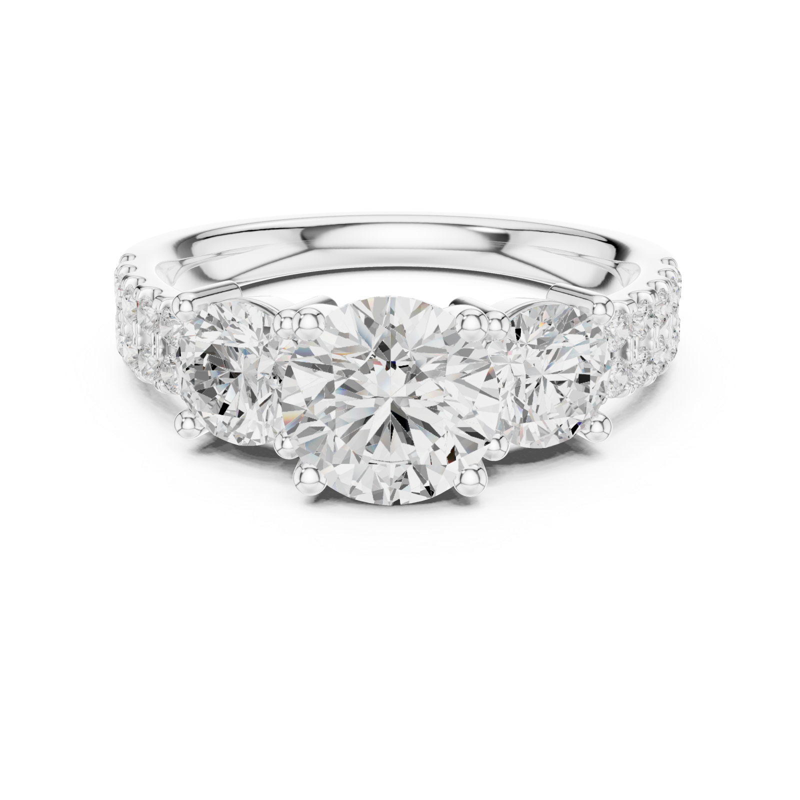  White Gold Luminous Trine Harmony Ring Front View