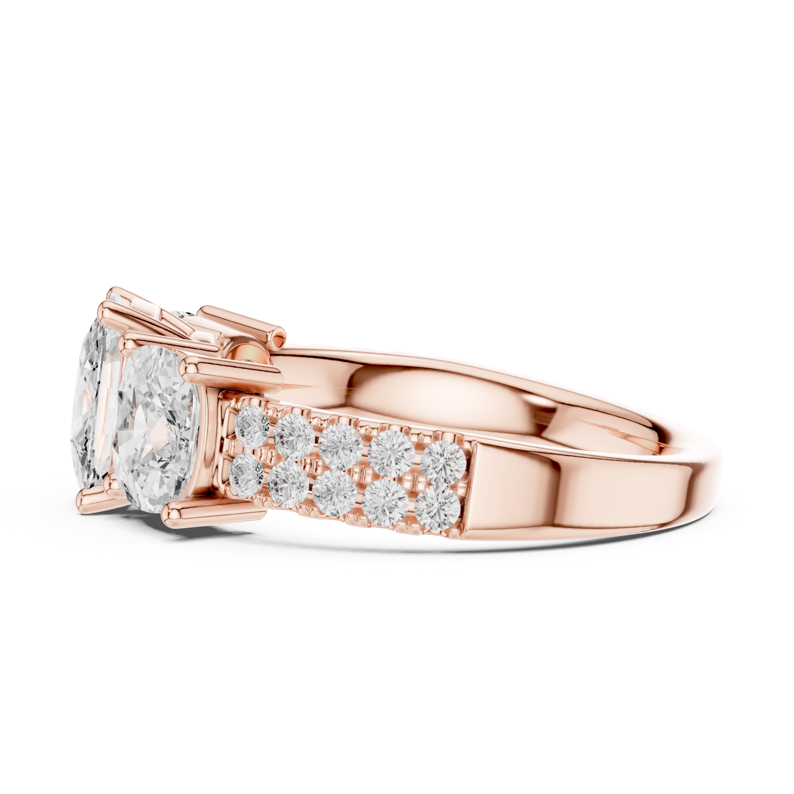  Rose Gold Celeste Trio Embrace Ring Side View