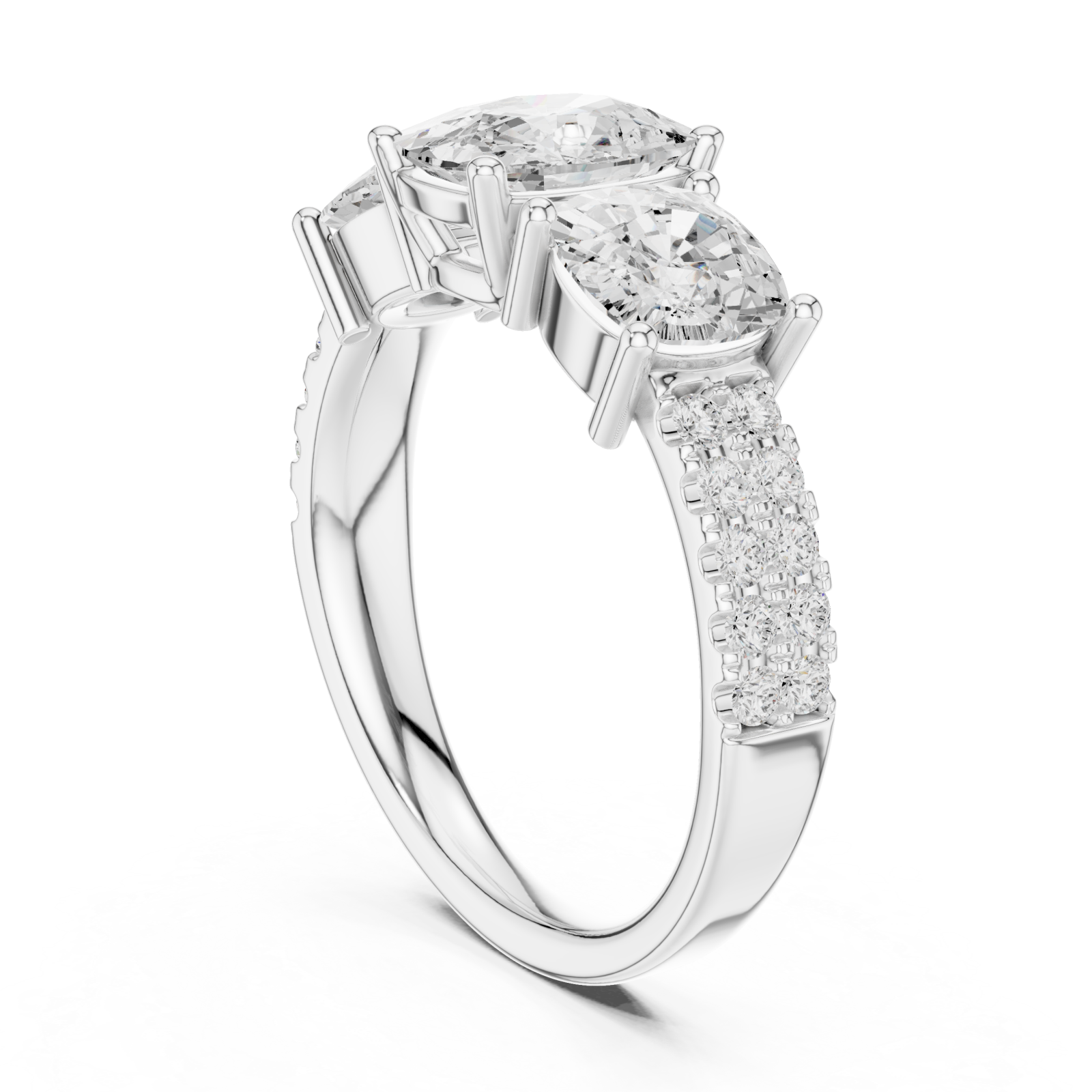  White Gold Celeste Trio Embrace Ring Left View