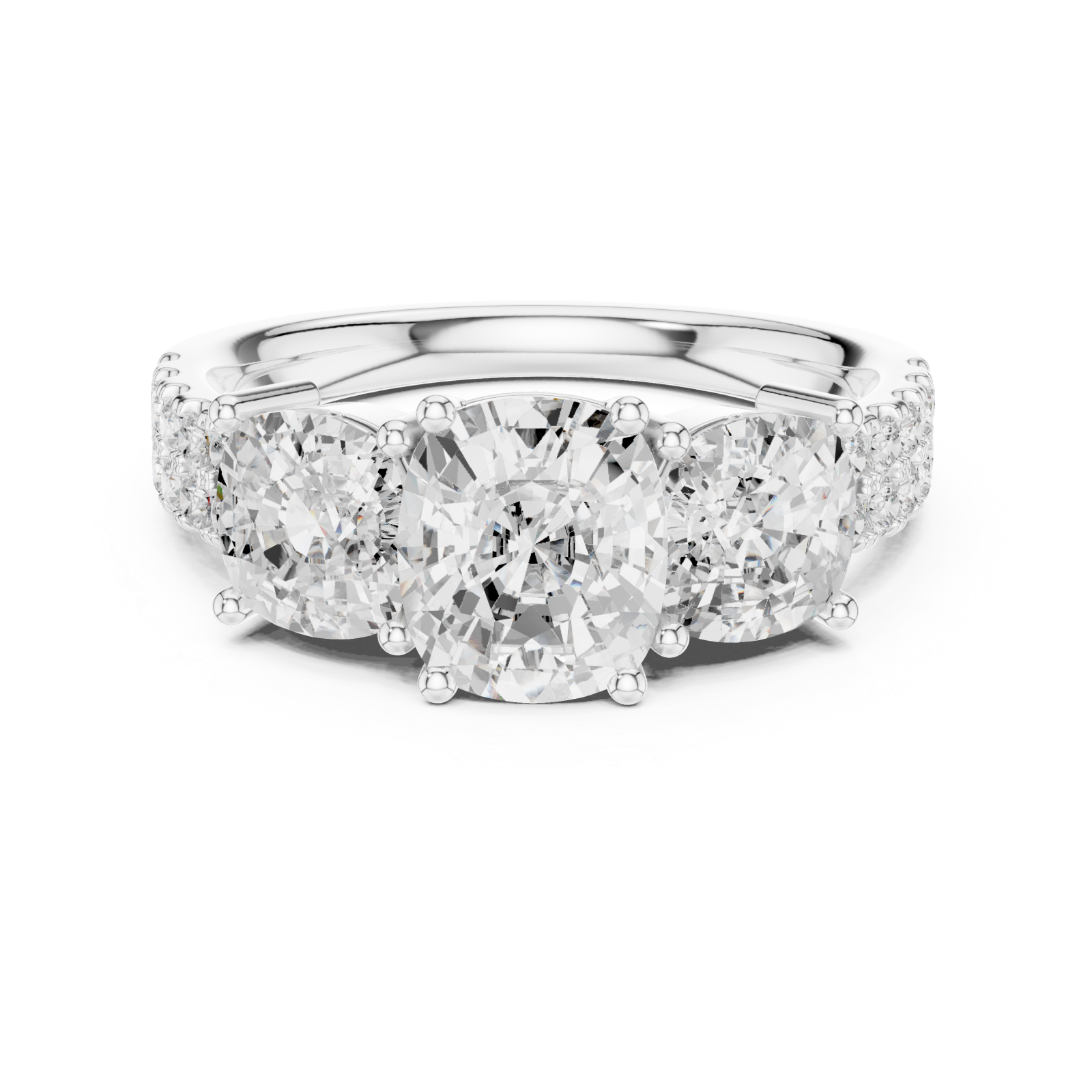  White Gold Celeste Trio Embrace Ring Front View