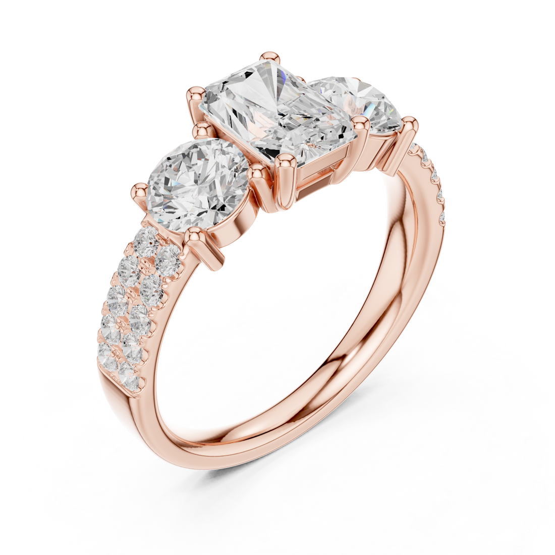  Rose Gold Classic Radiance Trio Ring Right View