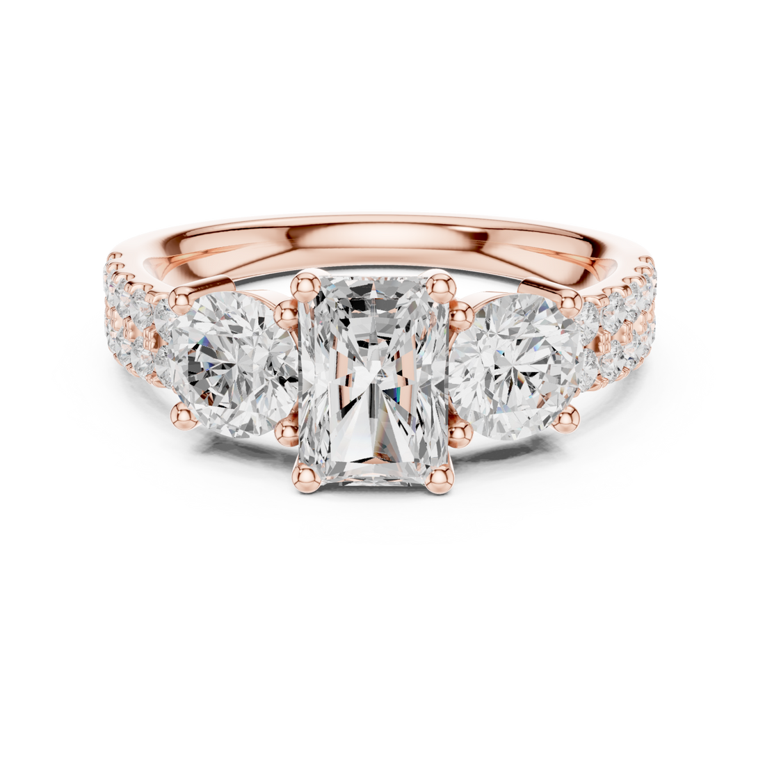  Rose Gold Classic Radiance Trio Ring Right View