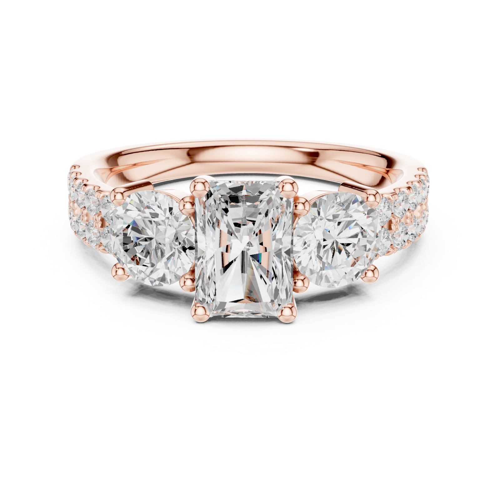  Rose Gold Classic Radiance Trio Ring Front View