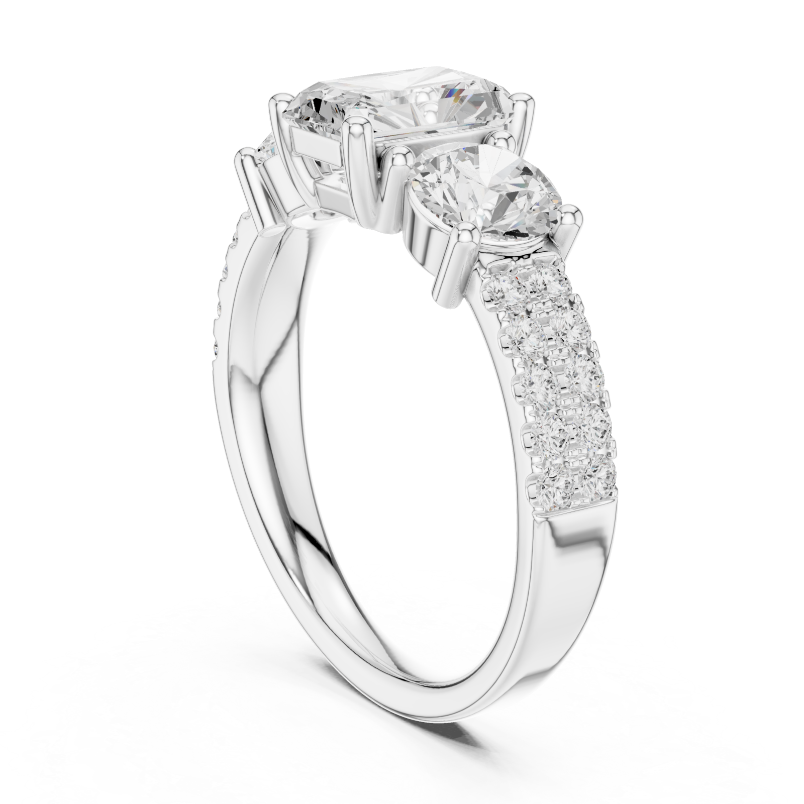  White Gold Classic Radiance Trio Ring Left View