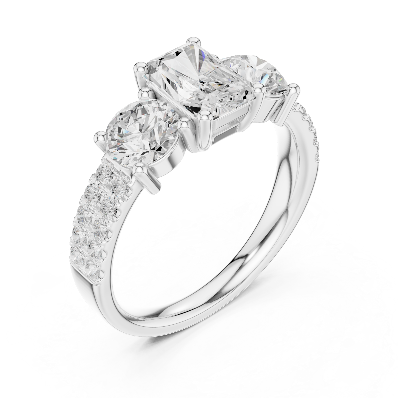  White Gold Classic Radiance Trio Ring Right View