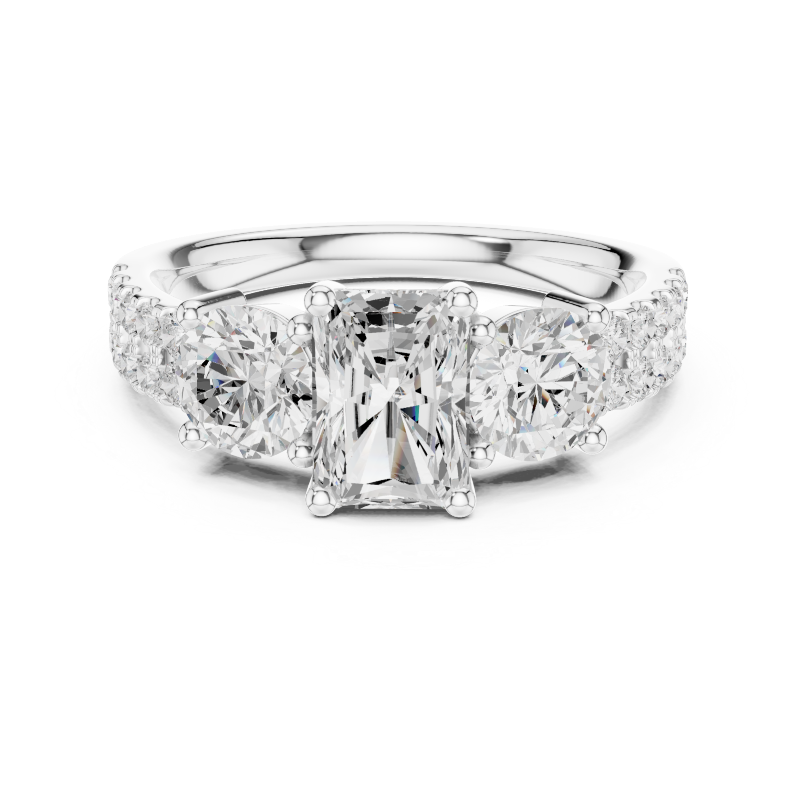  White Gold Classic Radiance Trio Ring Front View
