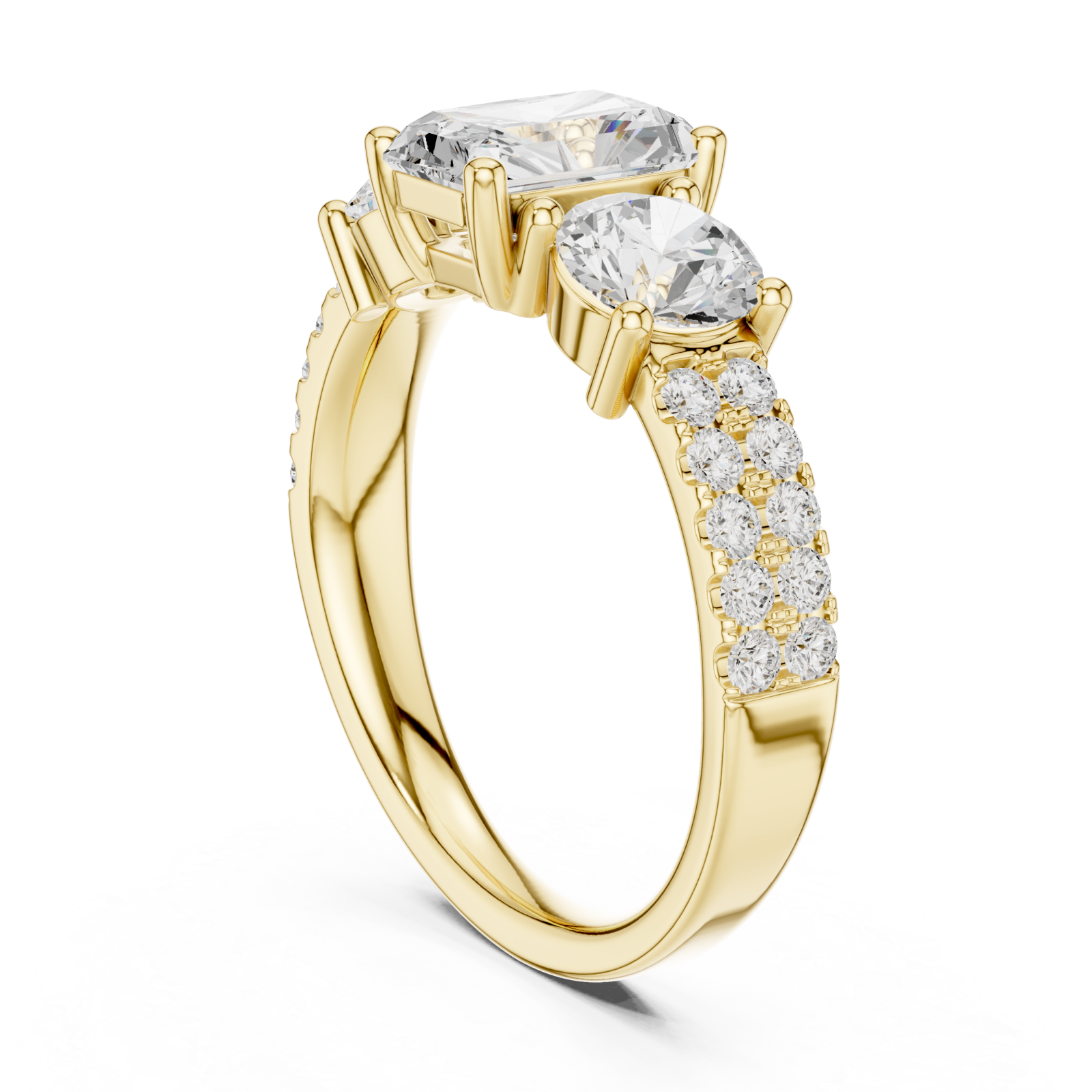  Gold Classic Radiance Trio Ring Left View