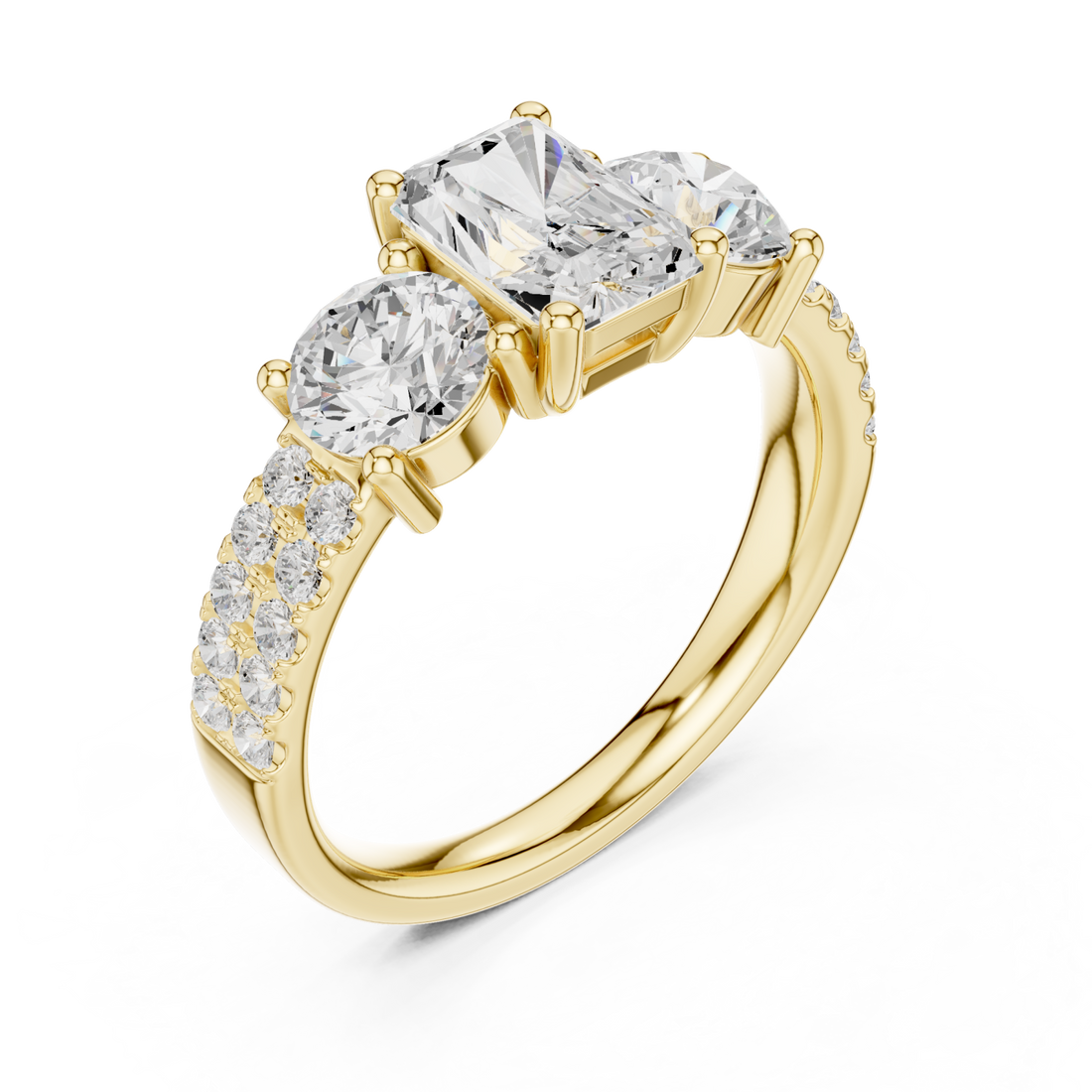 Gold Classic Radiance Trio Ring Right View