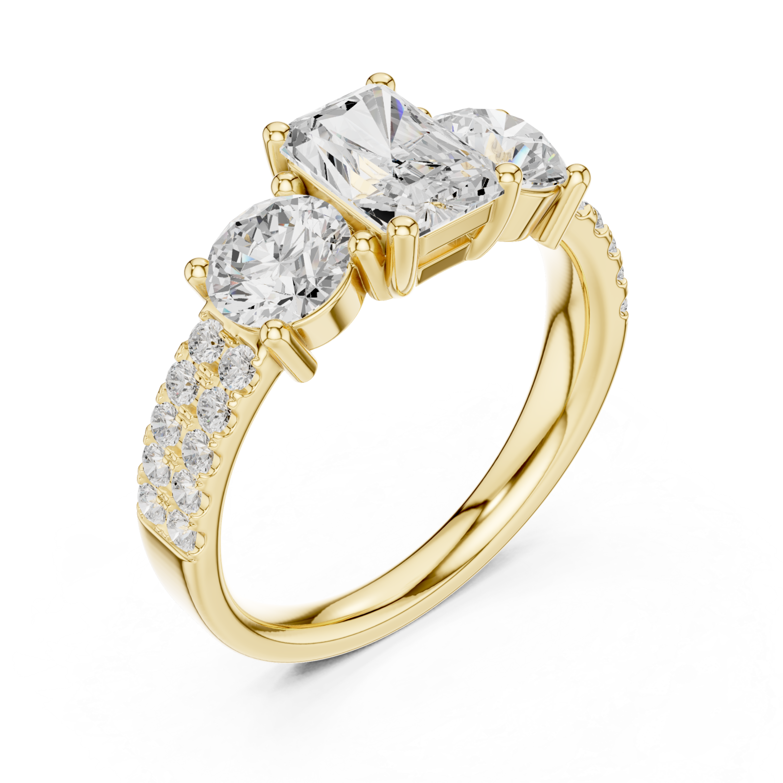Gold Classic Radiance Trio Ring Right View