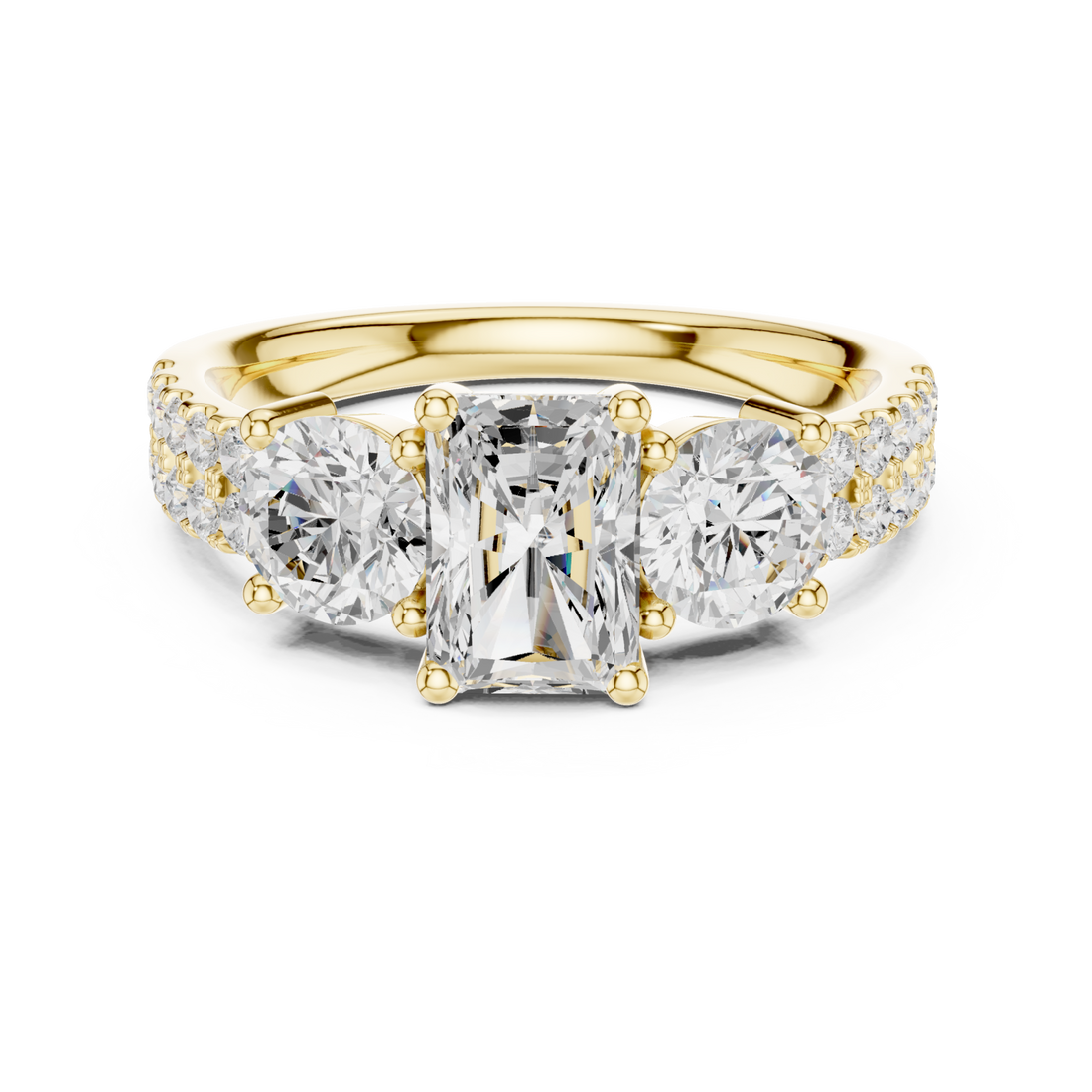 Gold Classic Radiance Trio Ring Right View