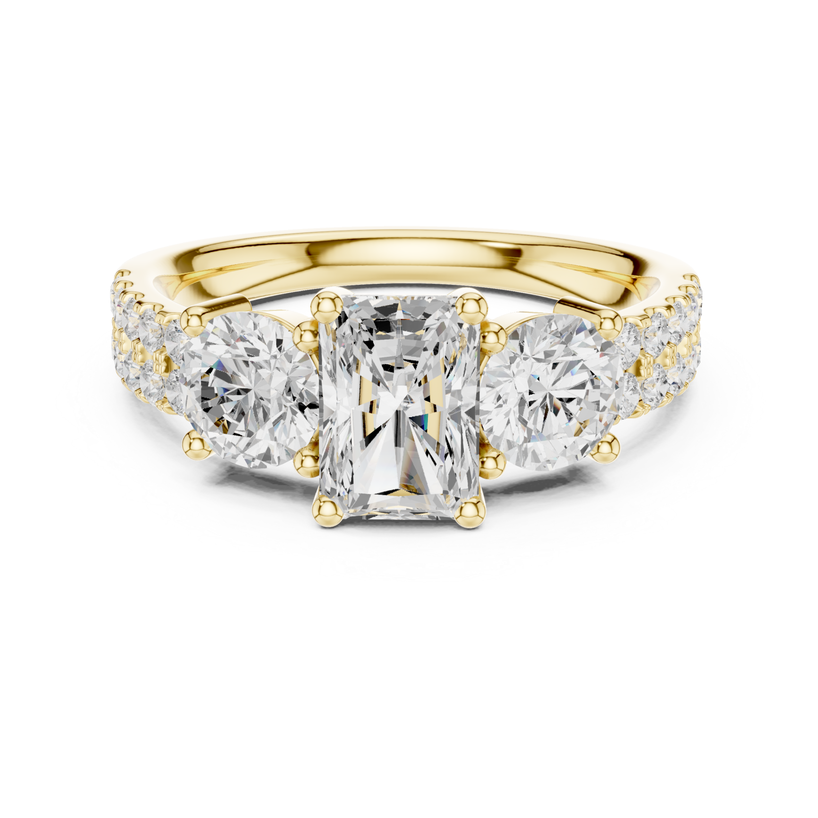  Gold Classic Radiance Trio Ring Front View