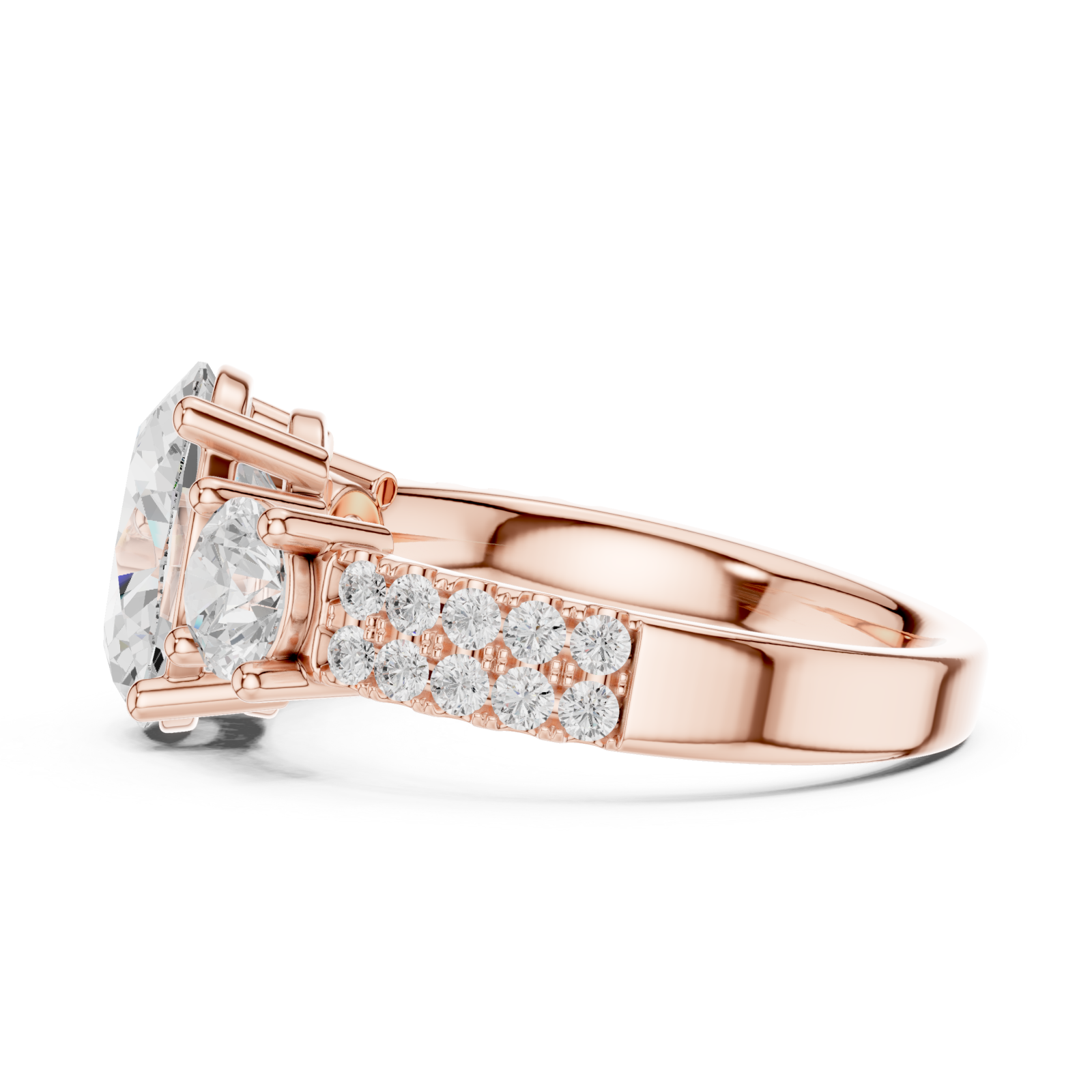  Rose Gold Grand Aurora Oval Silhouette Ring Side View