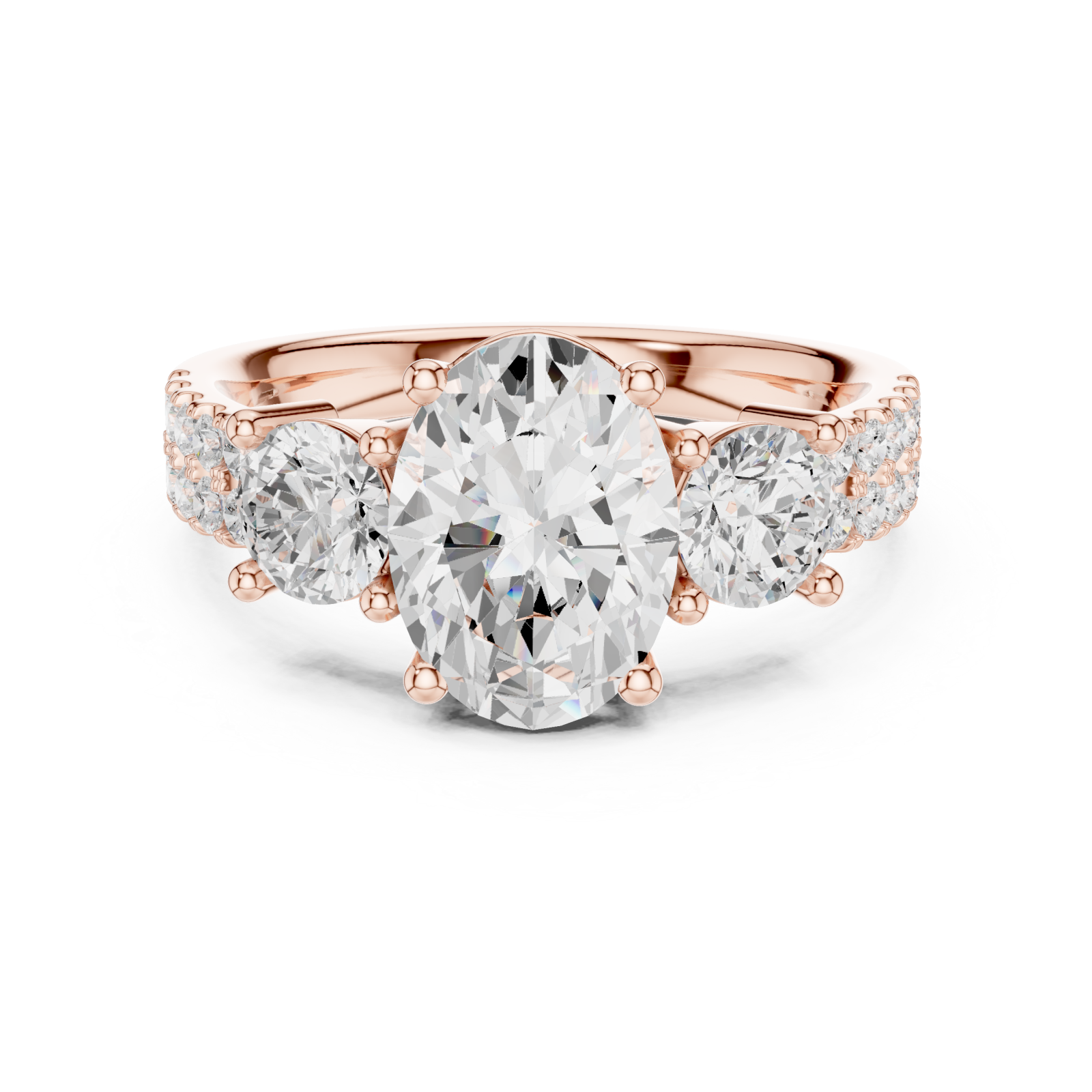  Rose Gold Grand Aurora Oval Silhouette Ring Front View