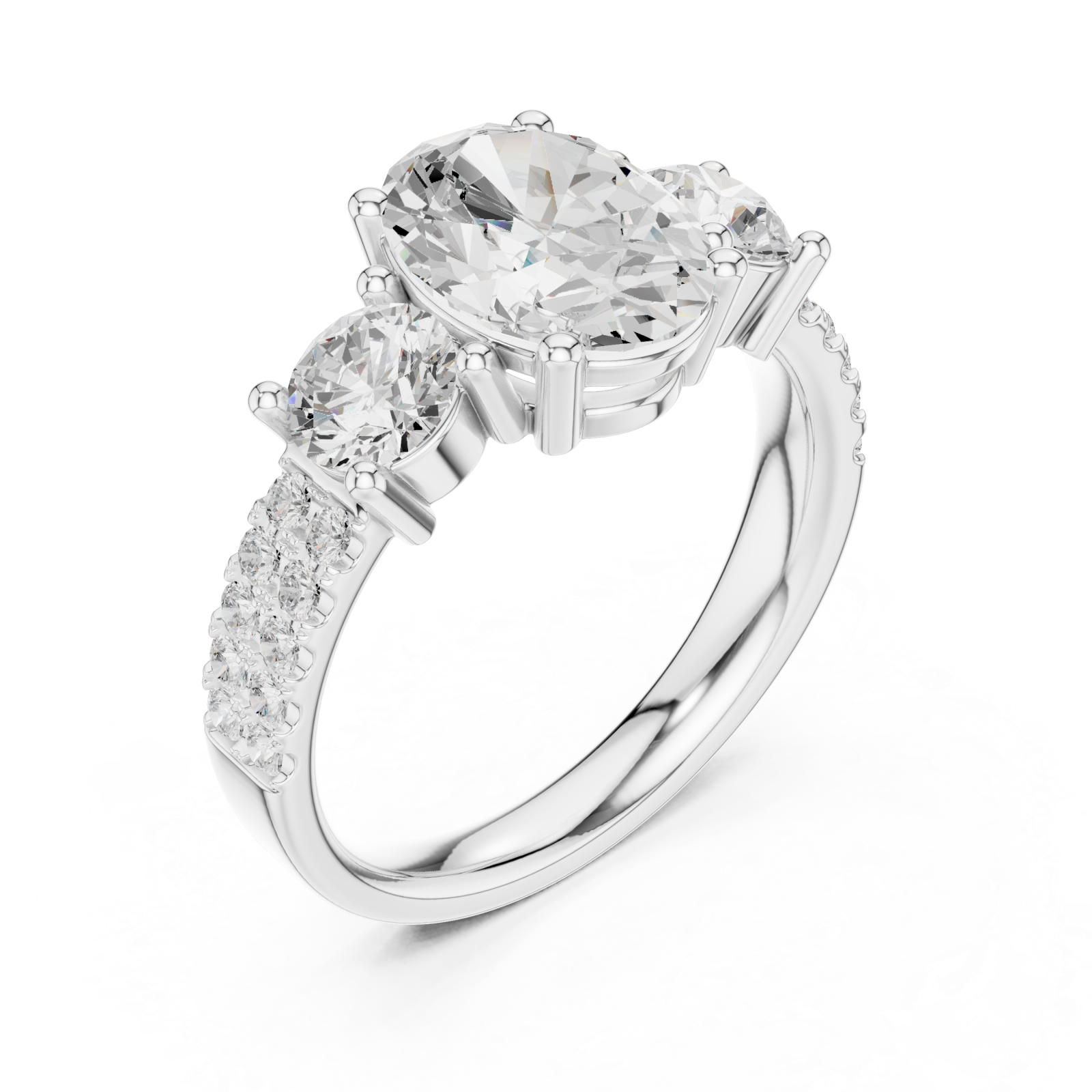  White Gold Grand Aurora Oval Silhouette Ring Right View