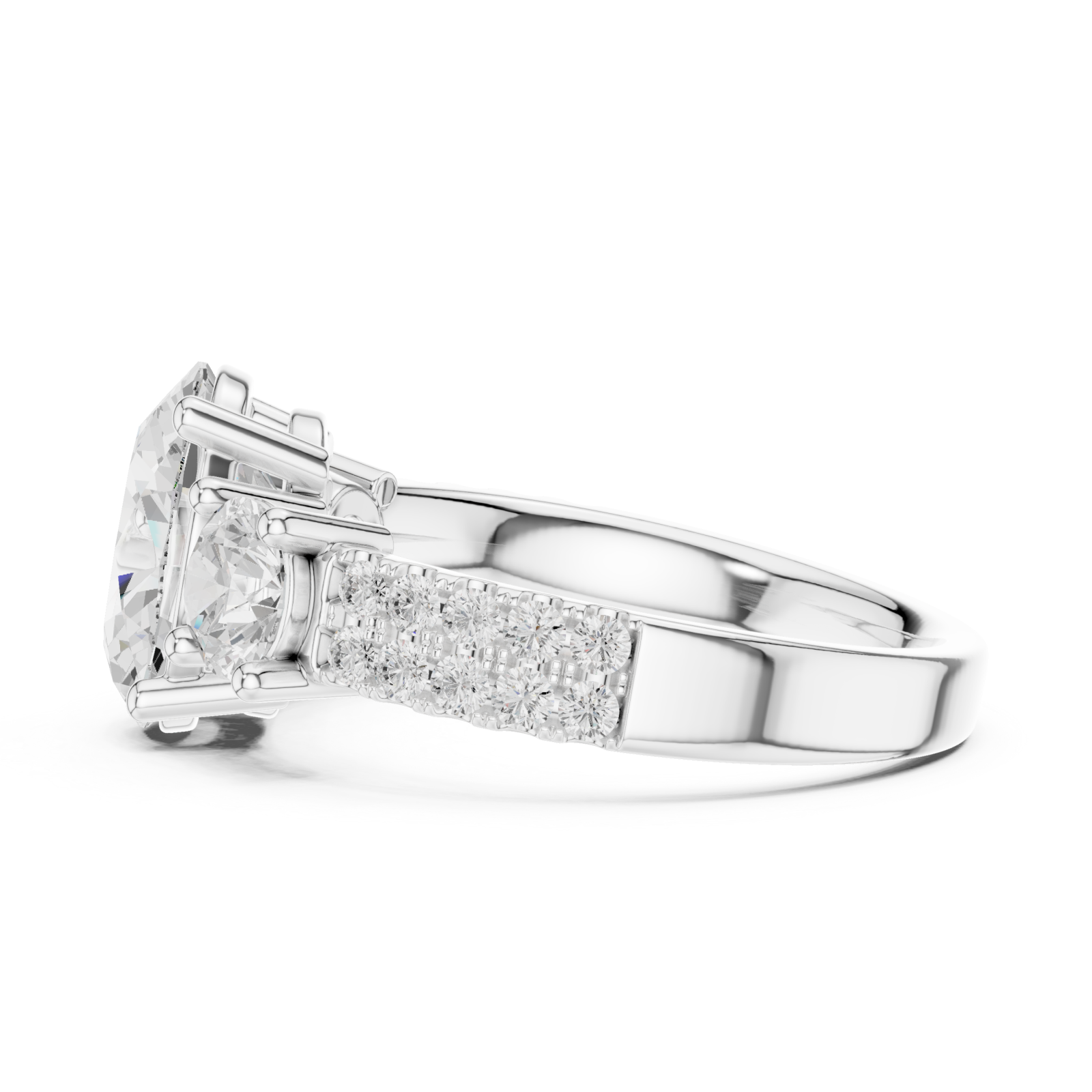  White Gold Grand Aurora Oval Silhouette Ring Side View