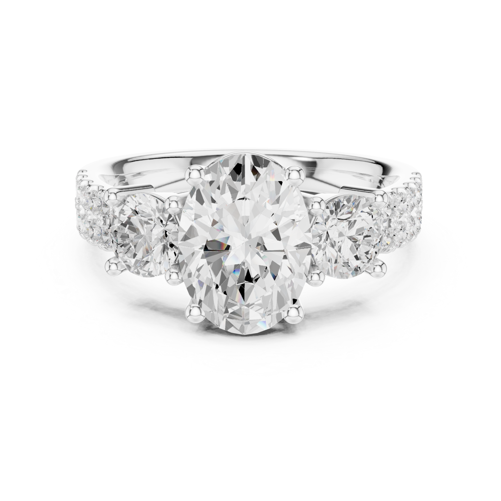  White Gold Grand Aurora Oval Silhouette Ring Front View
