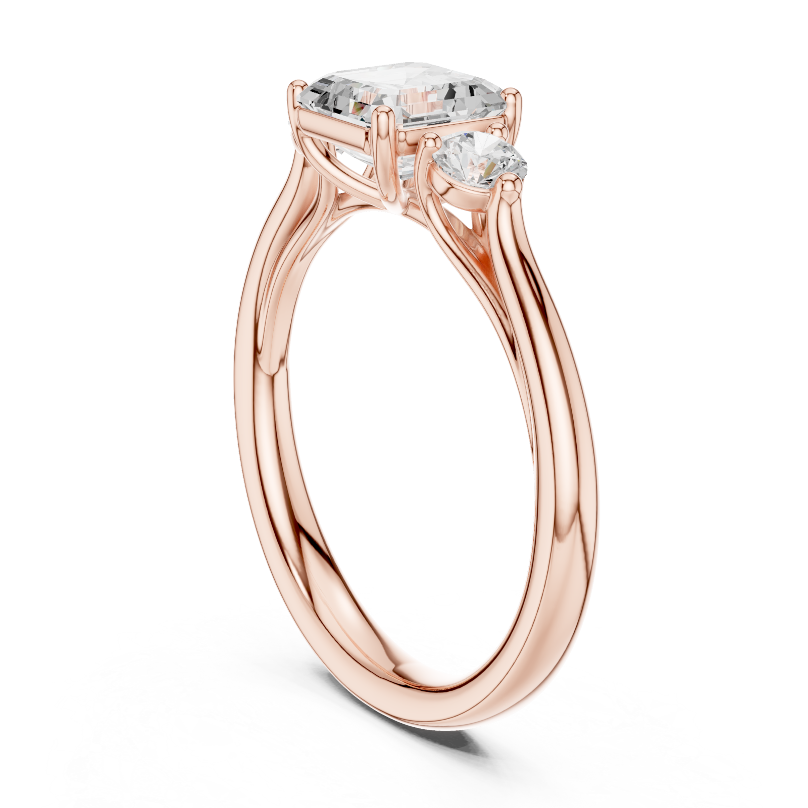  Rose Gold Radiant Trio Classic Ring Left View