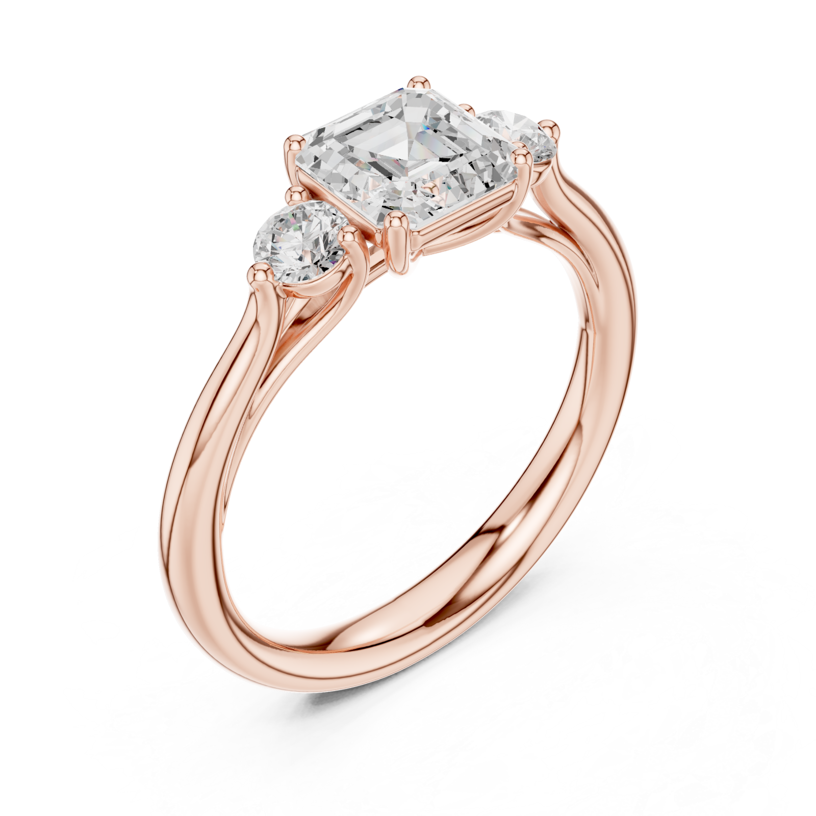  Rose Gold Radiant Trio Classic Ring Right View