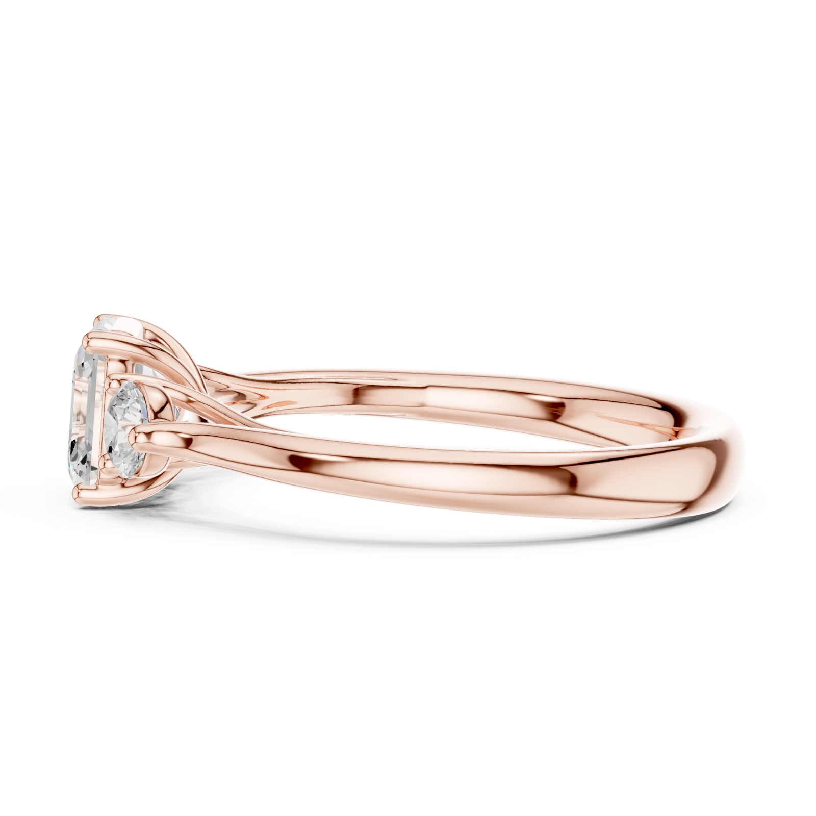  Rose Gold Radiant Trio Classic Ring Side View