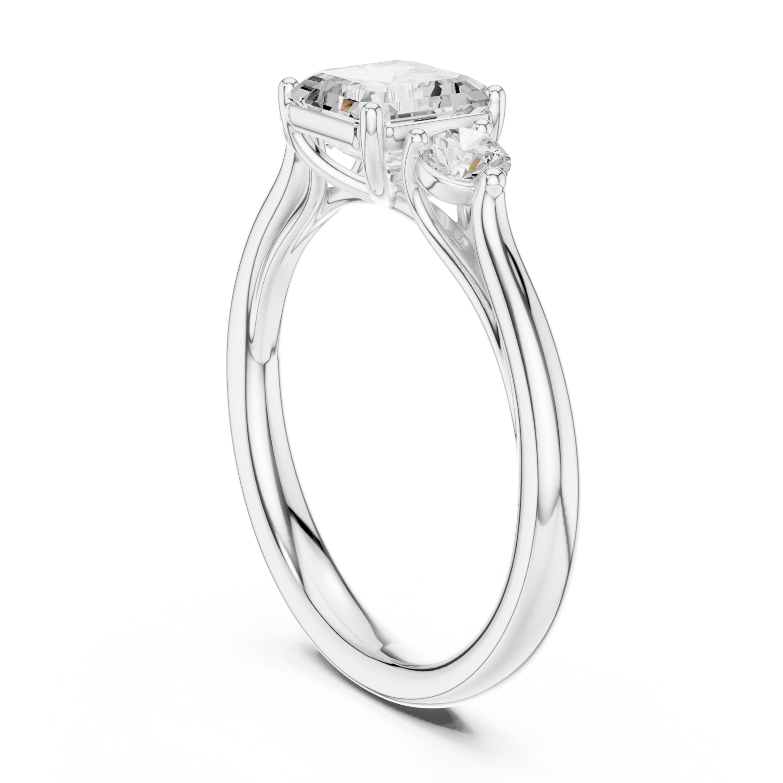  White Gold Radiant Trio Classic Ring Left View
