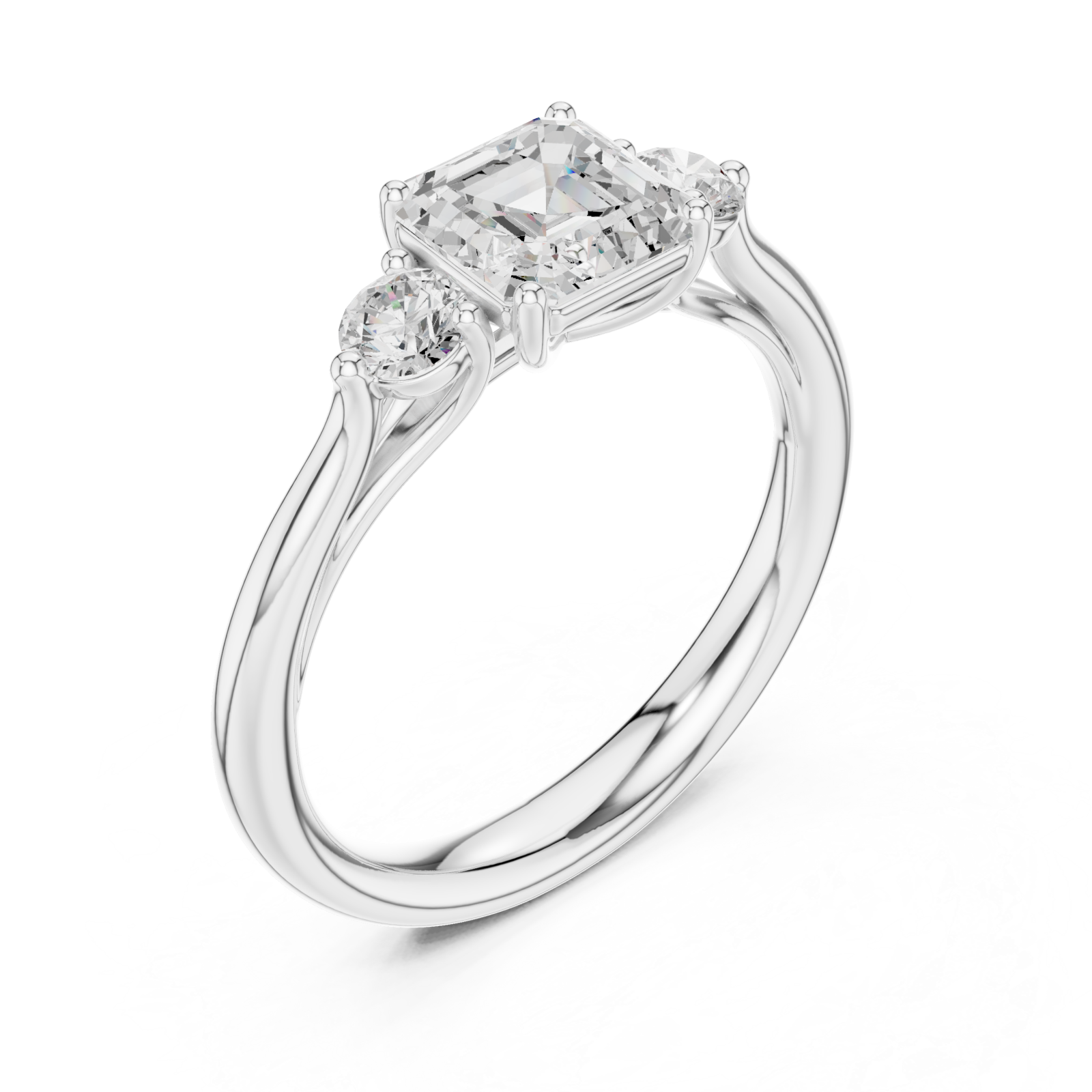  White Gold Radiant Trio Classic Ring Right View
