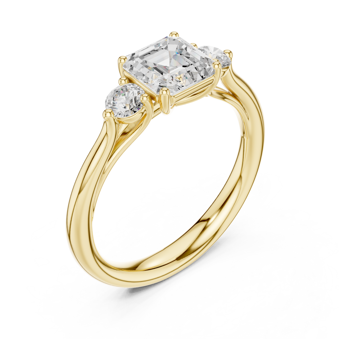 Gold Radiant Trio Classic Ring Right View
