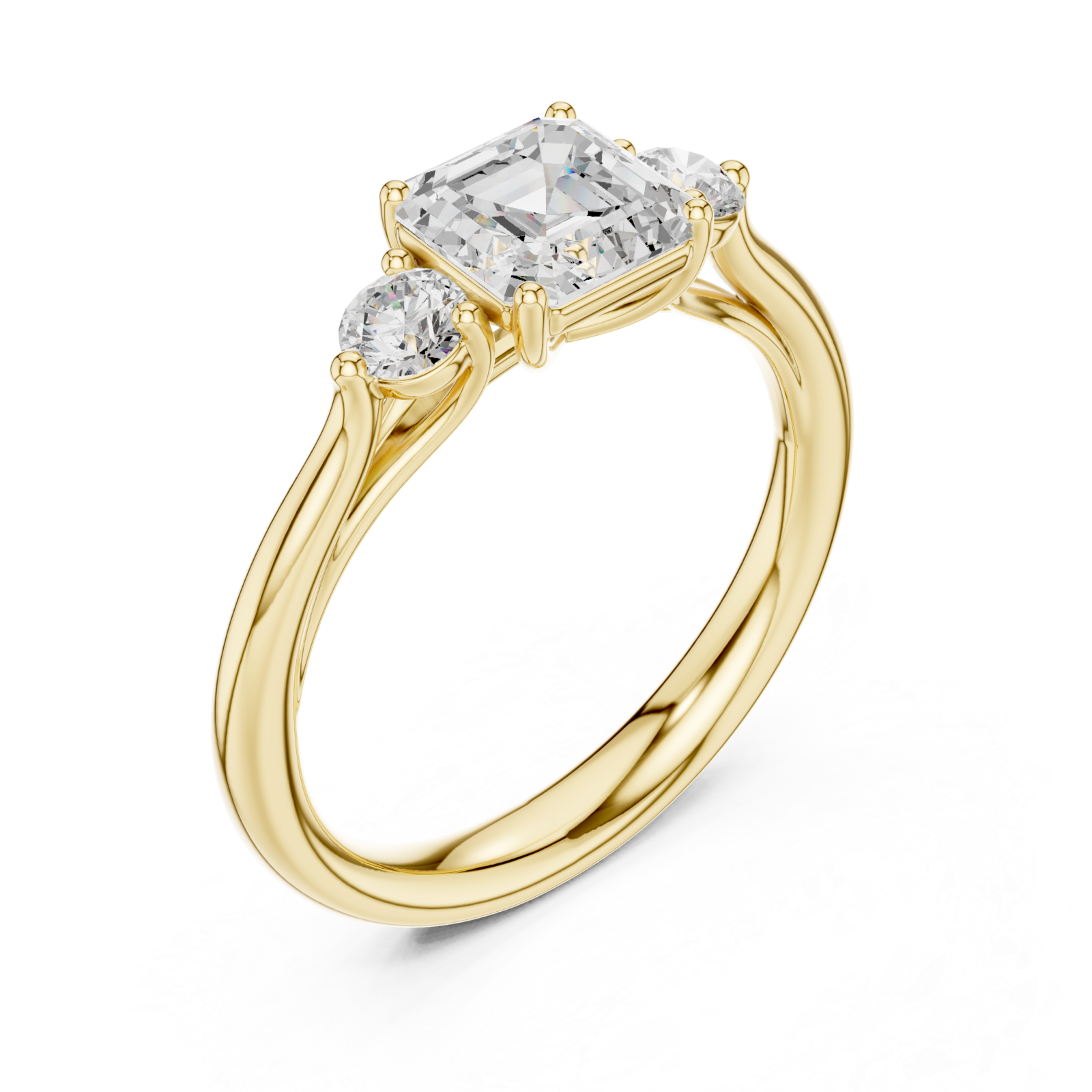 Gold Radiant Trio Classic Ring Right View
