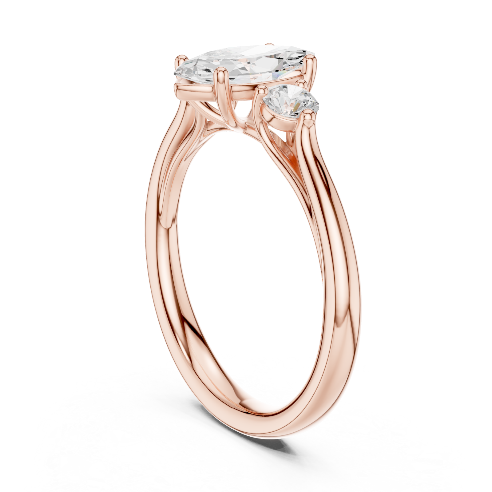  Rose Gold Lustrous Marquise Accents Ring Left View