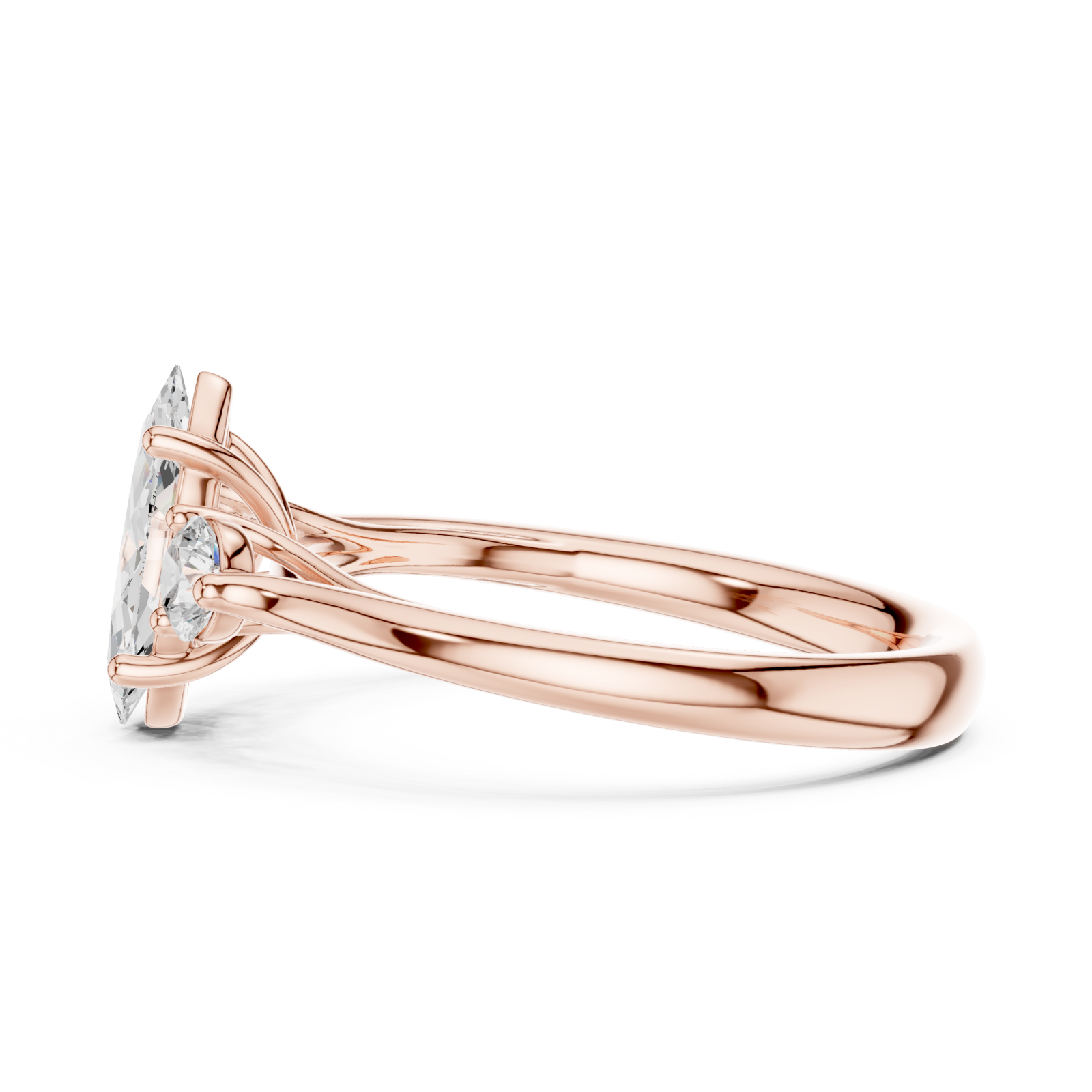  Rose Gold Lustrous Marquise Accents Ring Side View